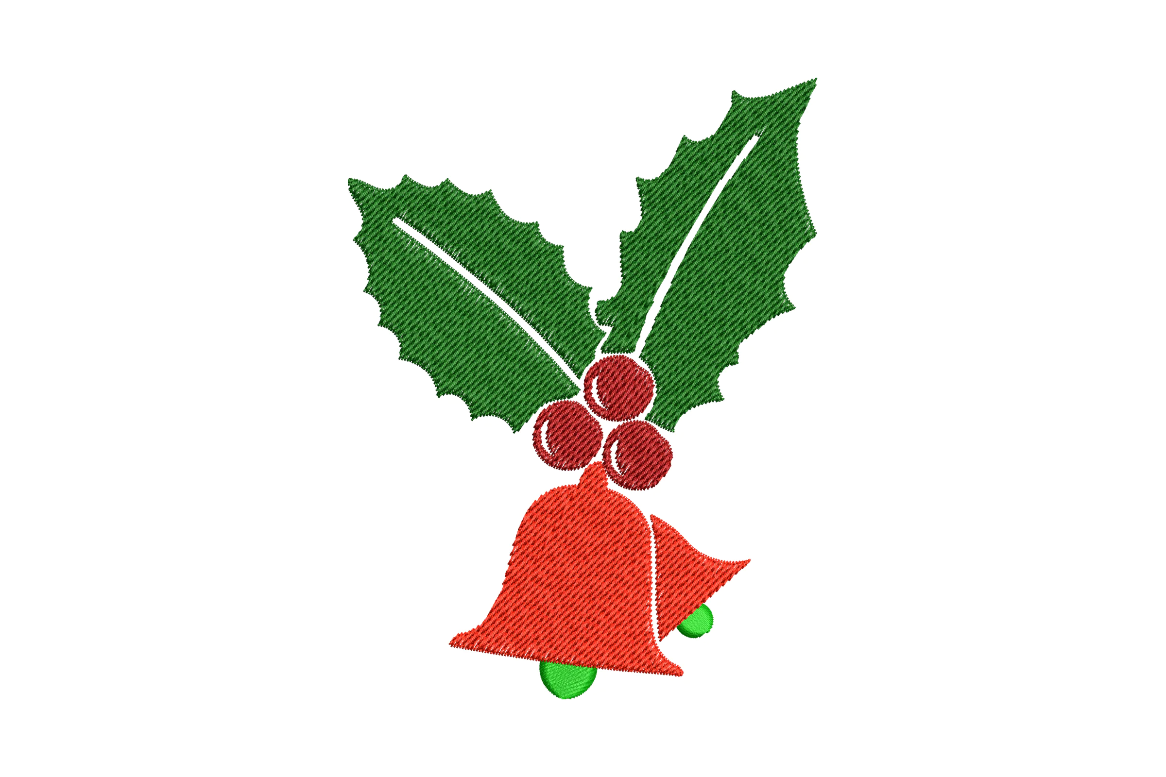 Holly Bells Christmas Embroidery Design