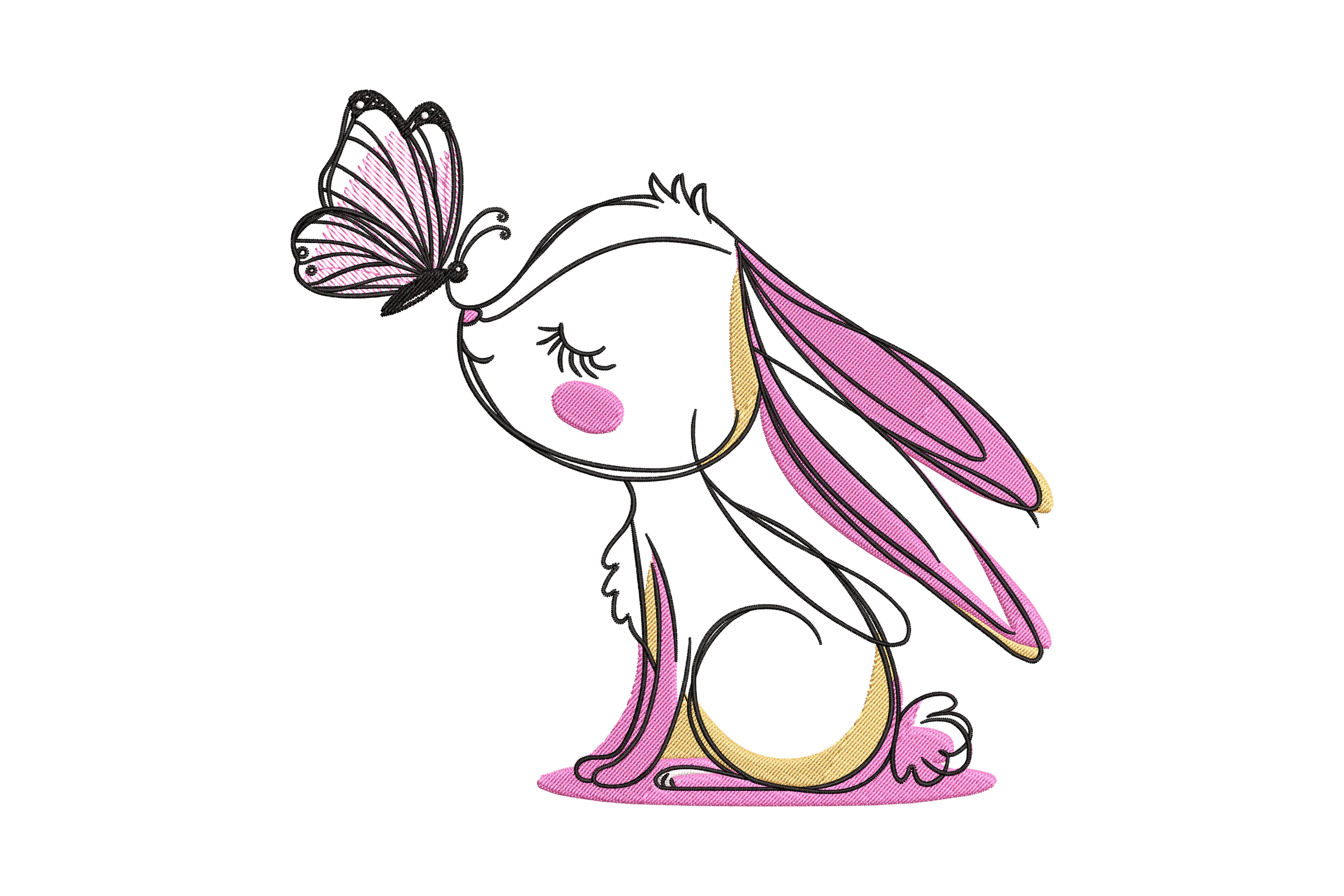 Hare and Butterfly Embroidery Design
