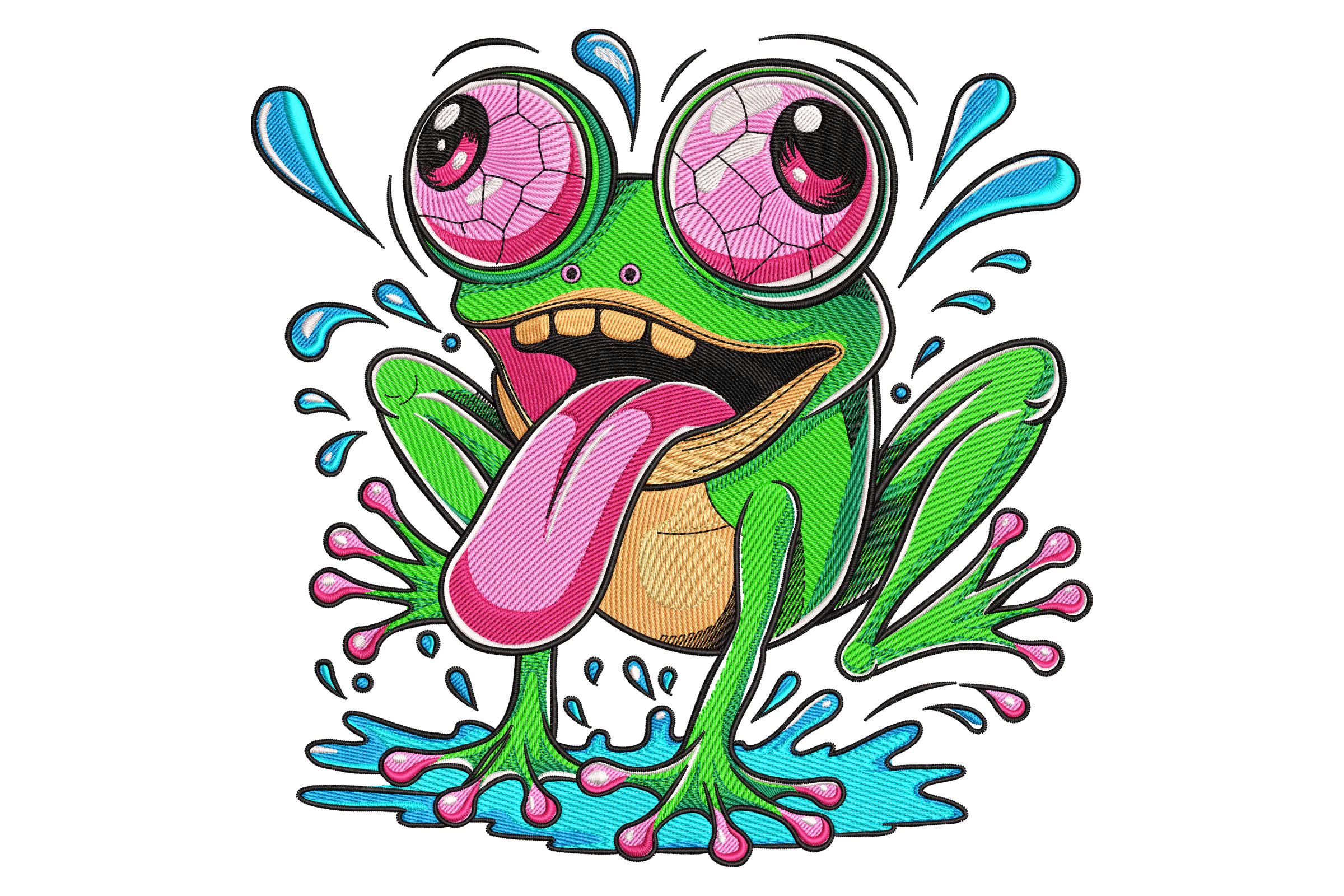 Frog with Big Eyes Embroidery Design