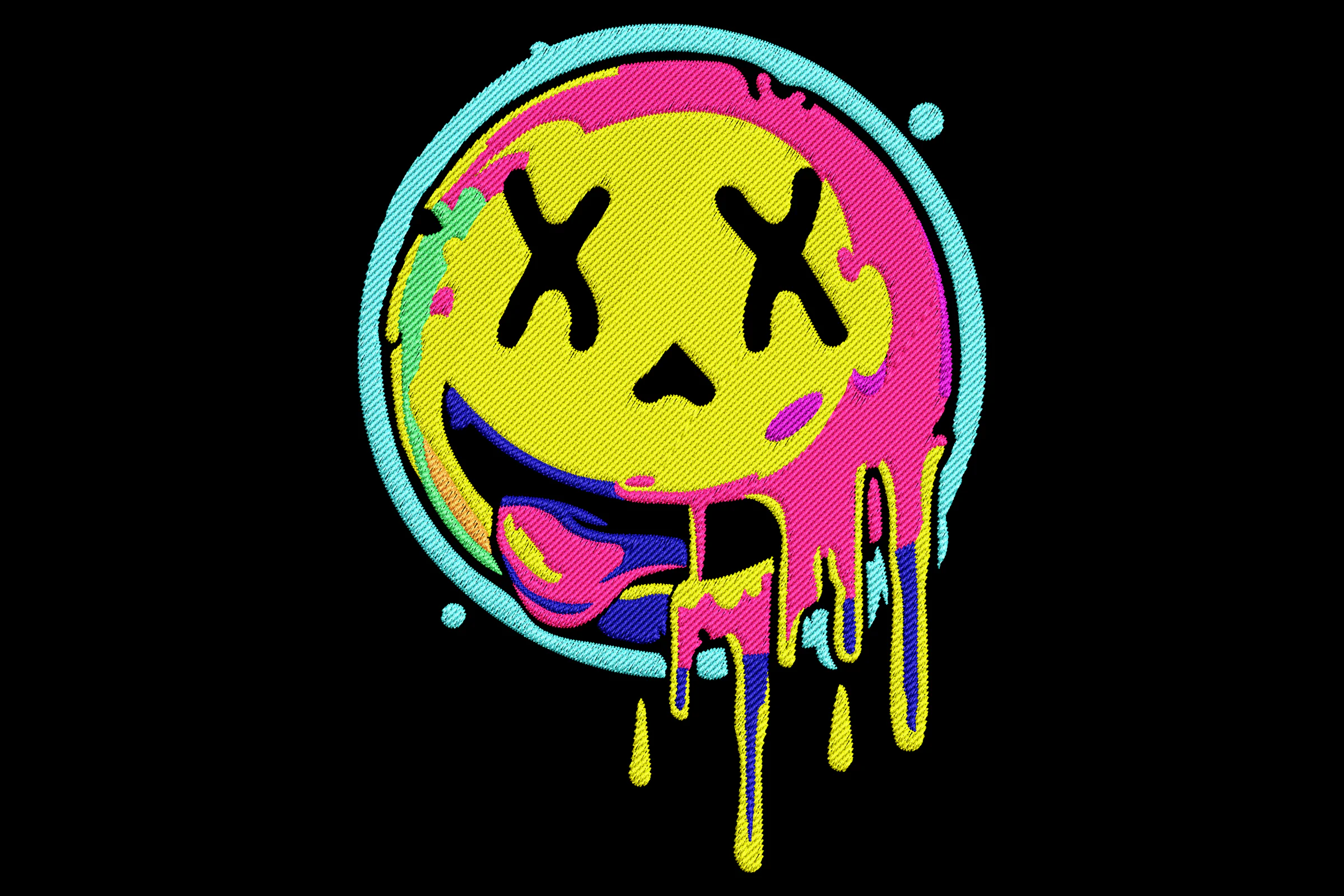 Melting Smiley Face Embroidery Design