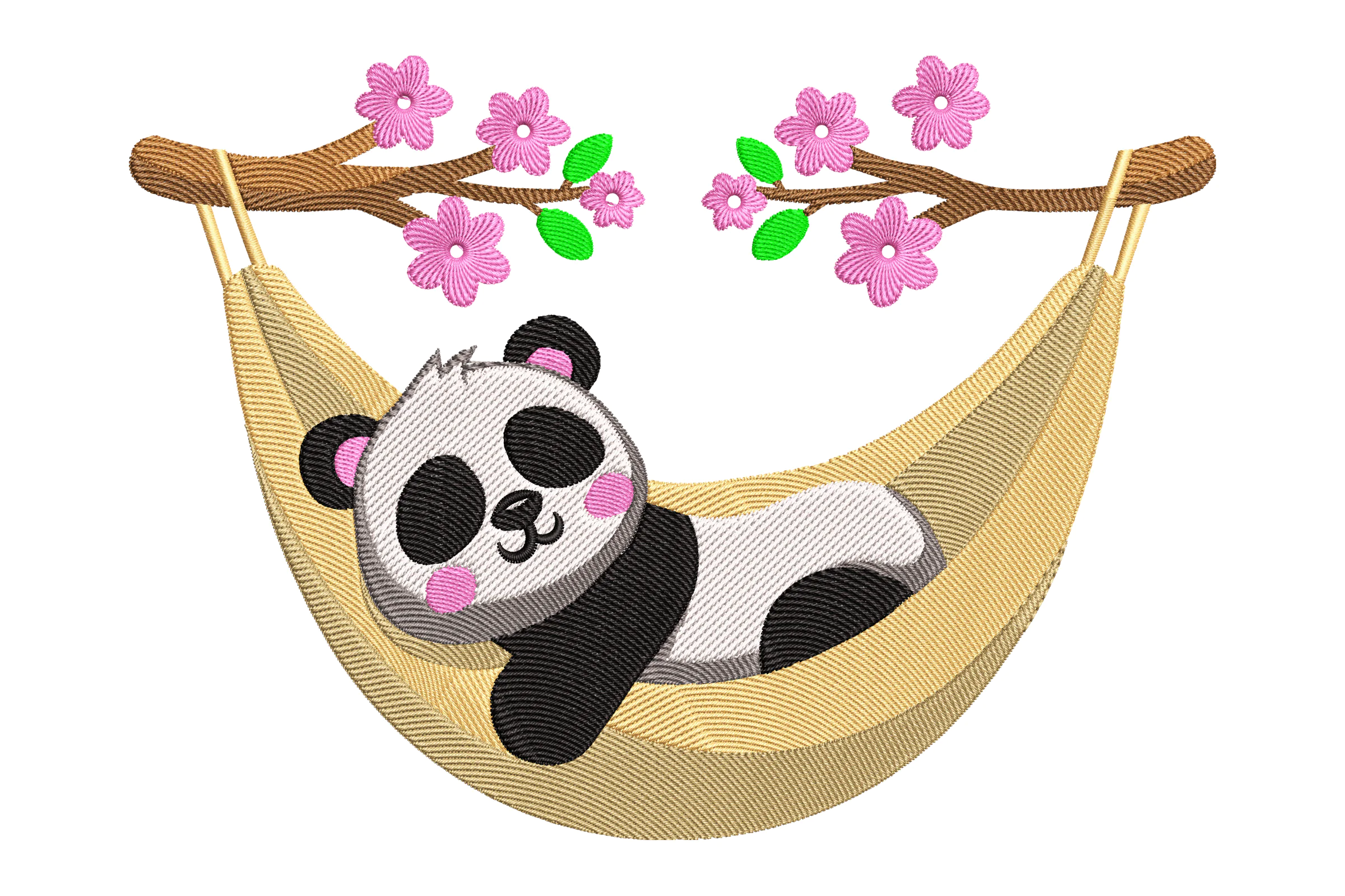 Panda in a Hammock Embroidery Design