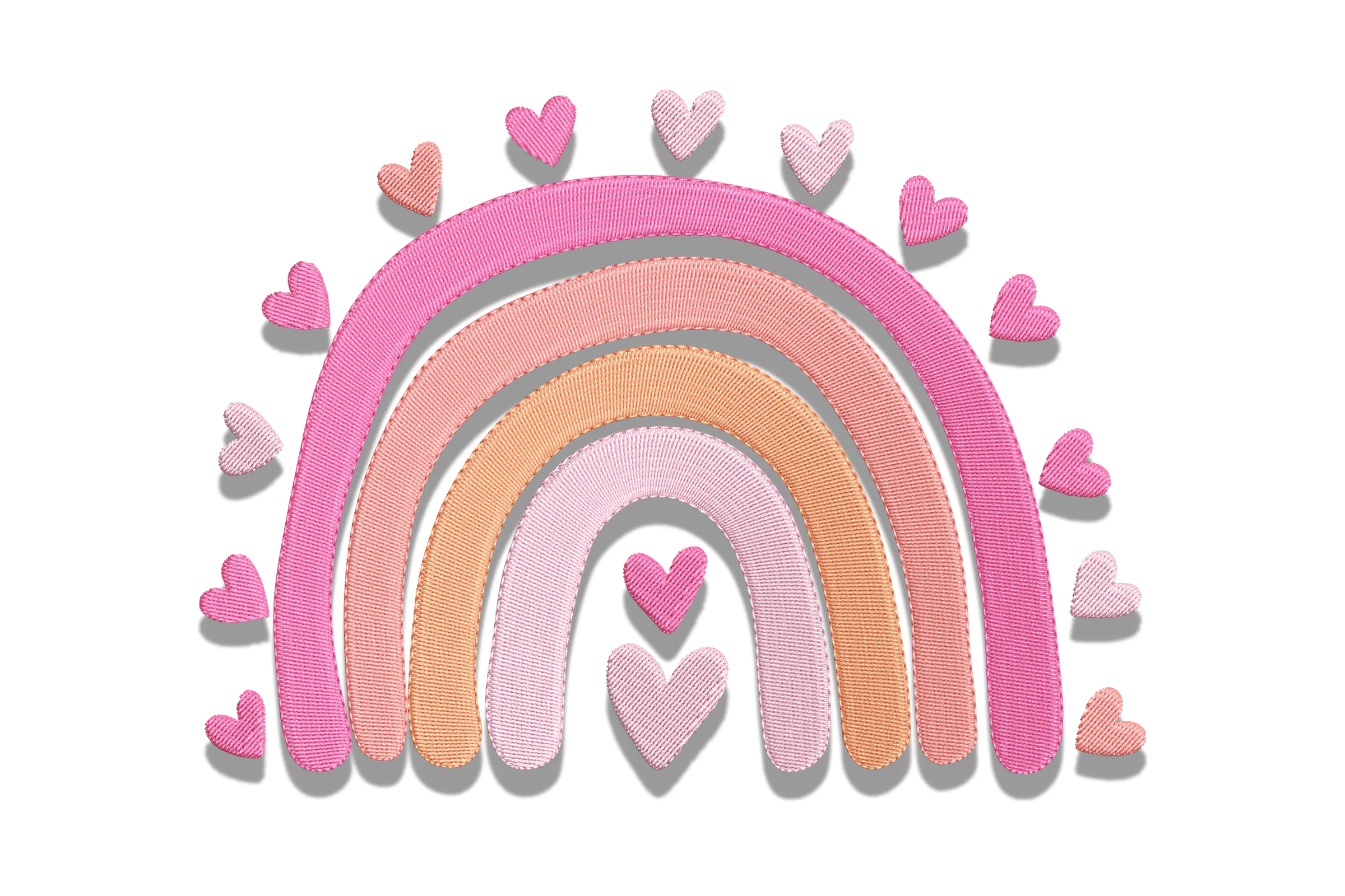 Valentine's Day Sketch Rainbow Embroidery Design pattern