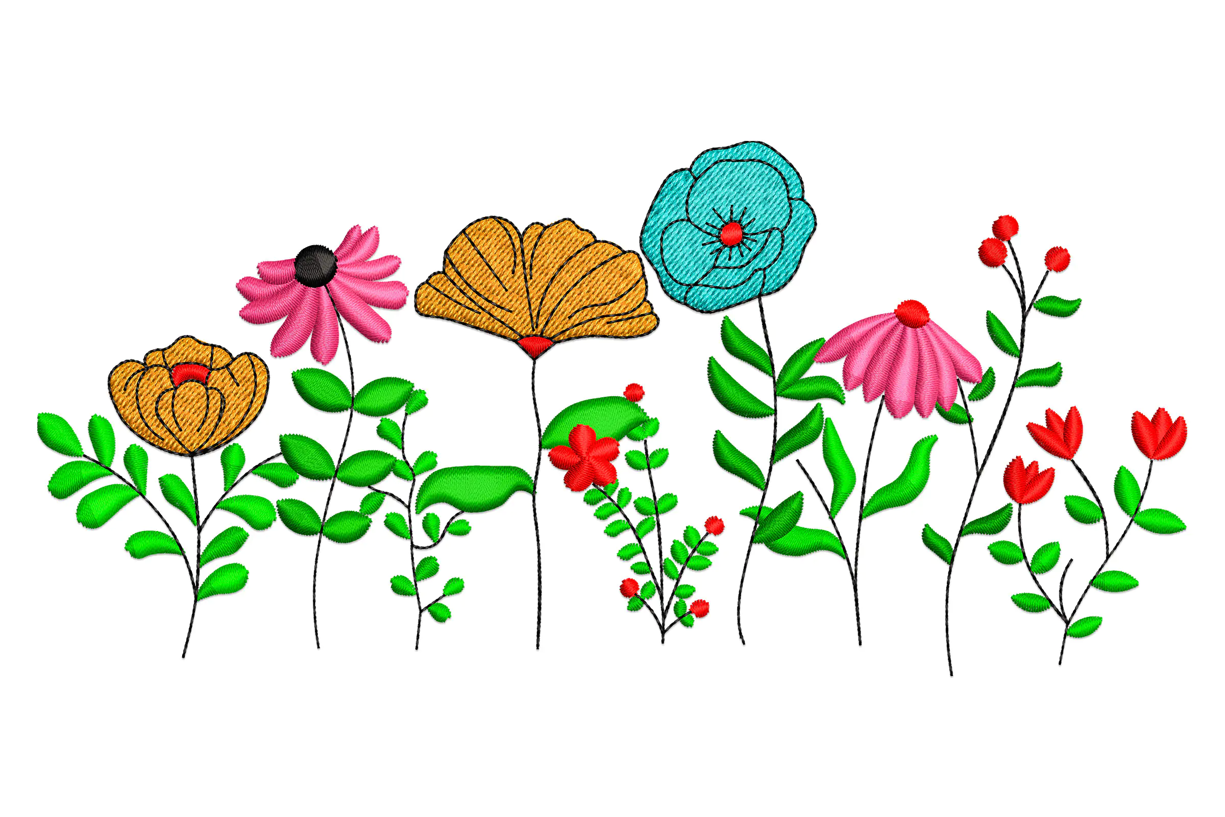Wildflowers Digital Machine Embroidery File