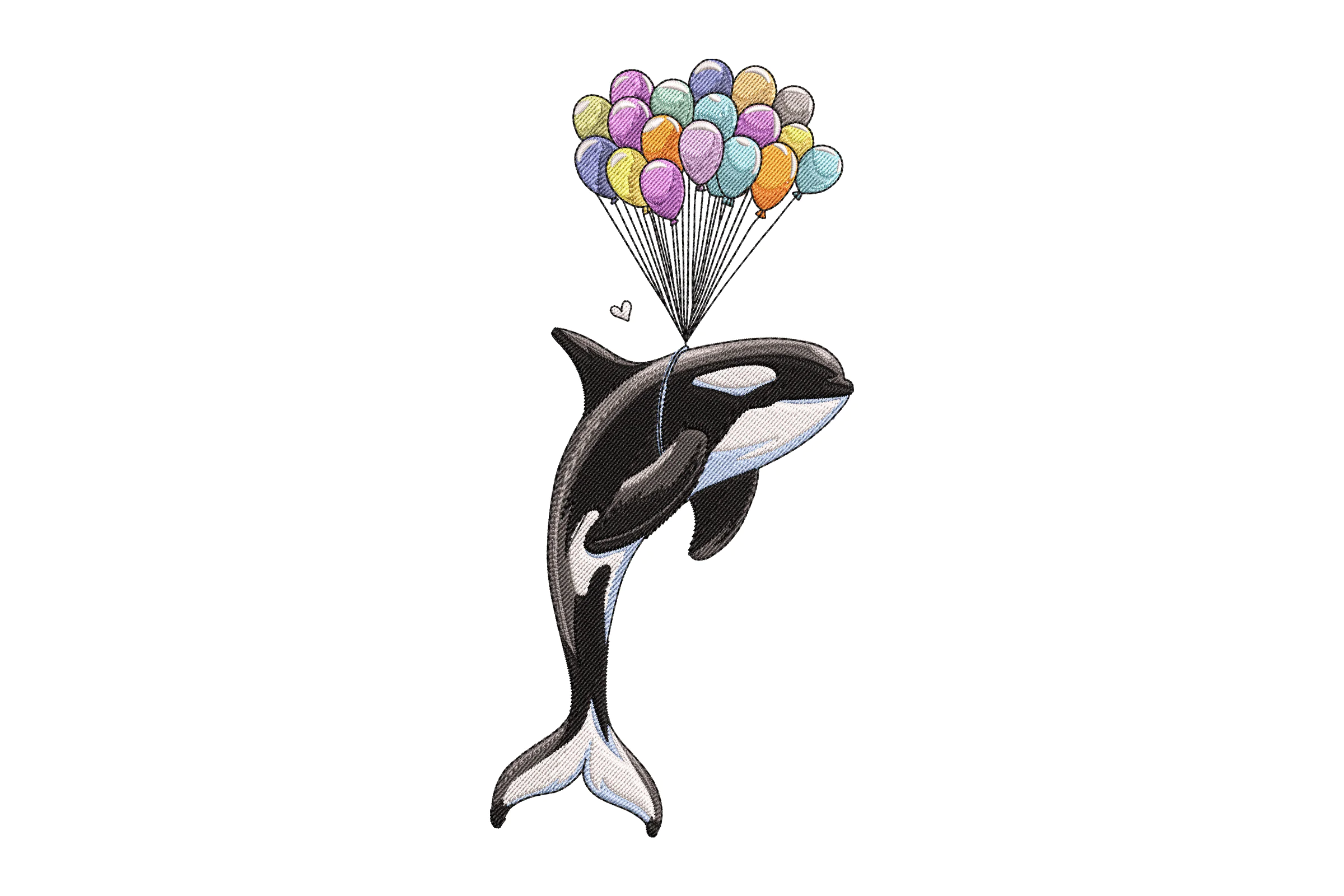 Whale with Colorful Balloons Embroidery Design