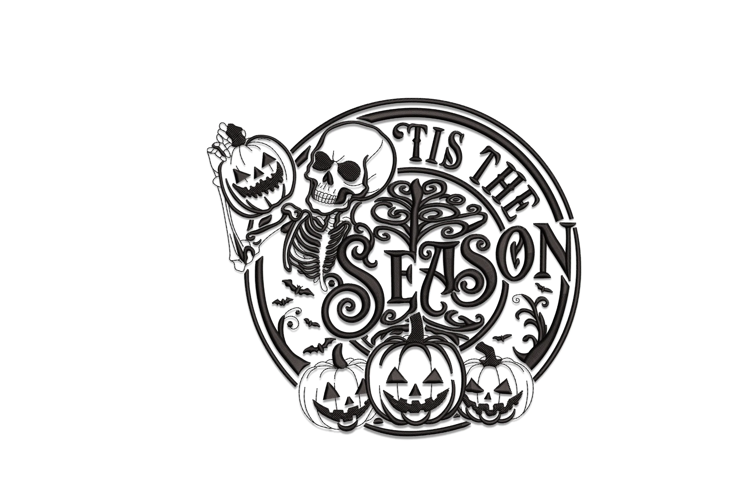 Tis The Season Halloween Skeleton and Pumpkin Design