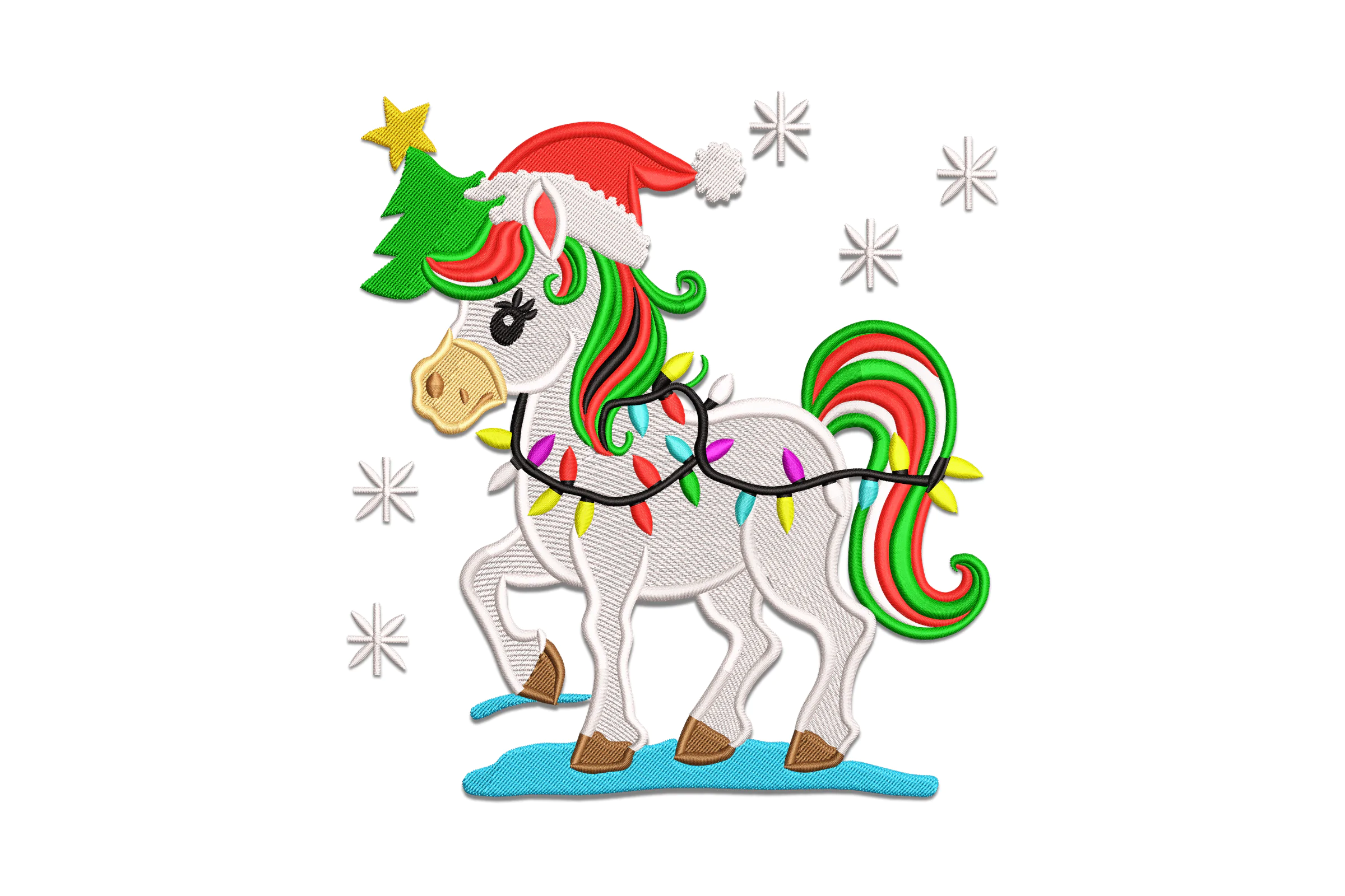 Christmas Unicorn Embroidery Pattern