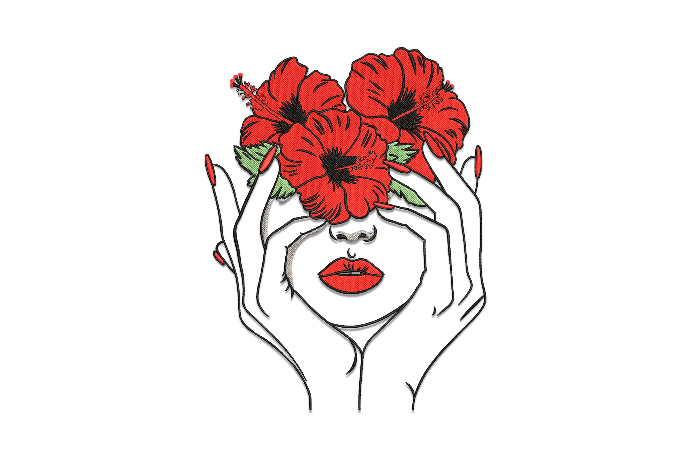 Women Floral Head Embroidery Design