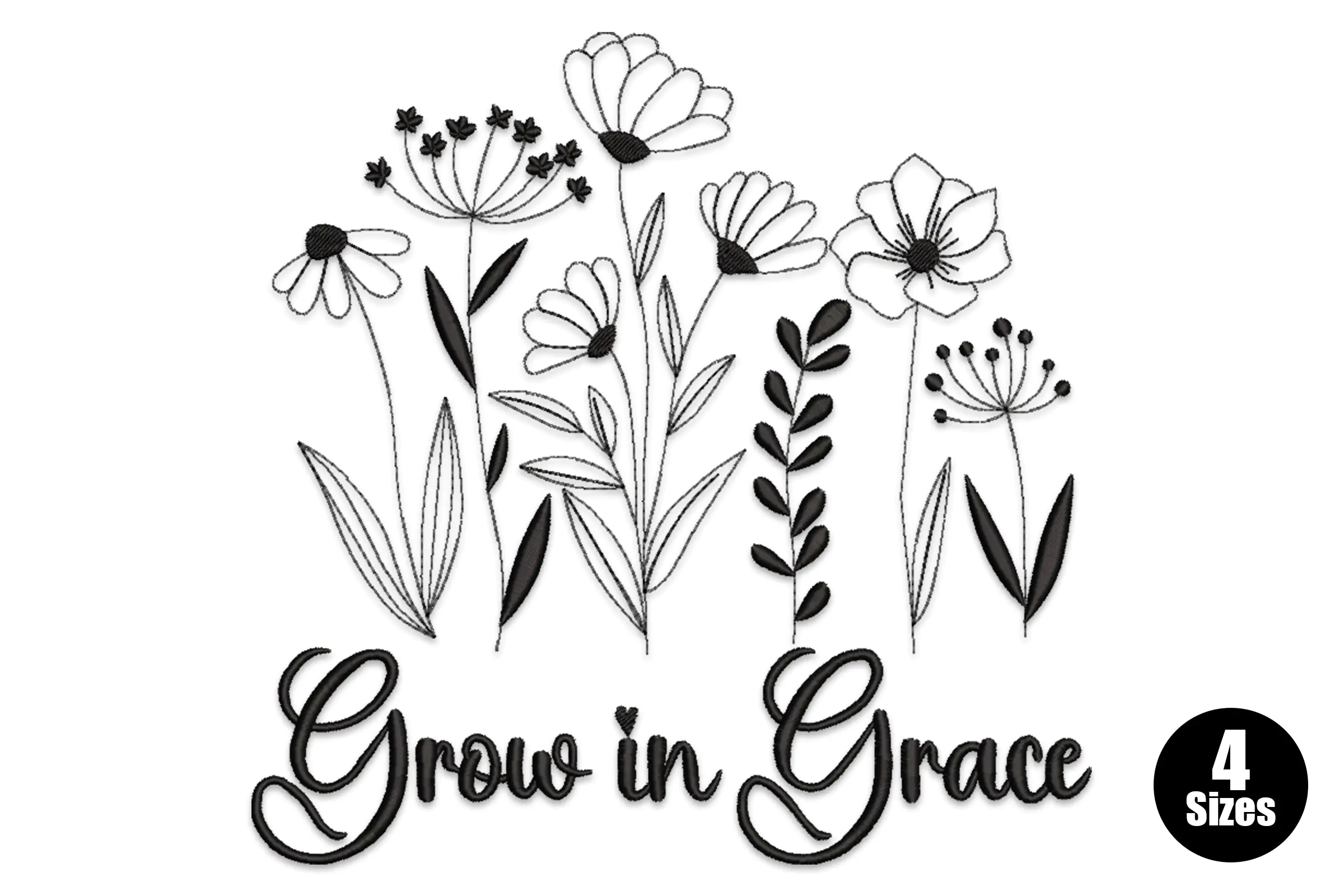 Grow in Grace Embroidery Design