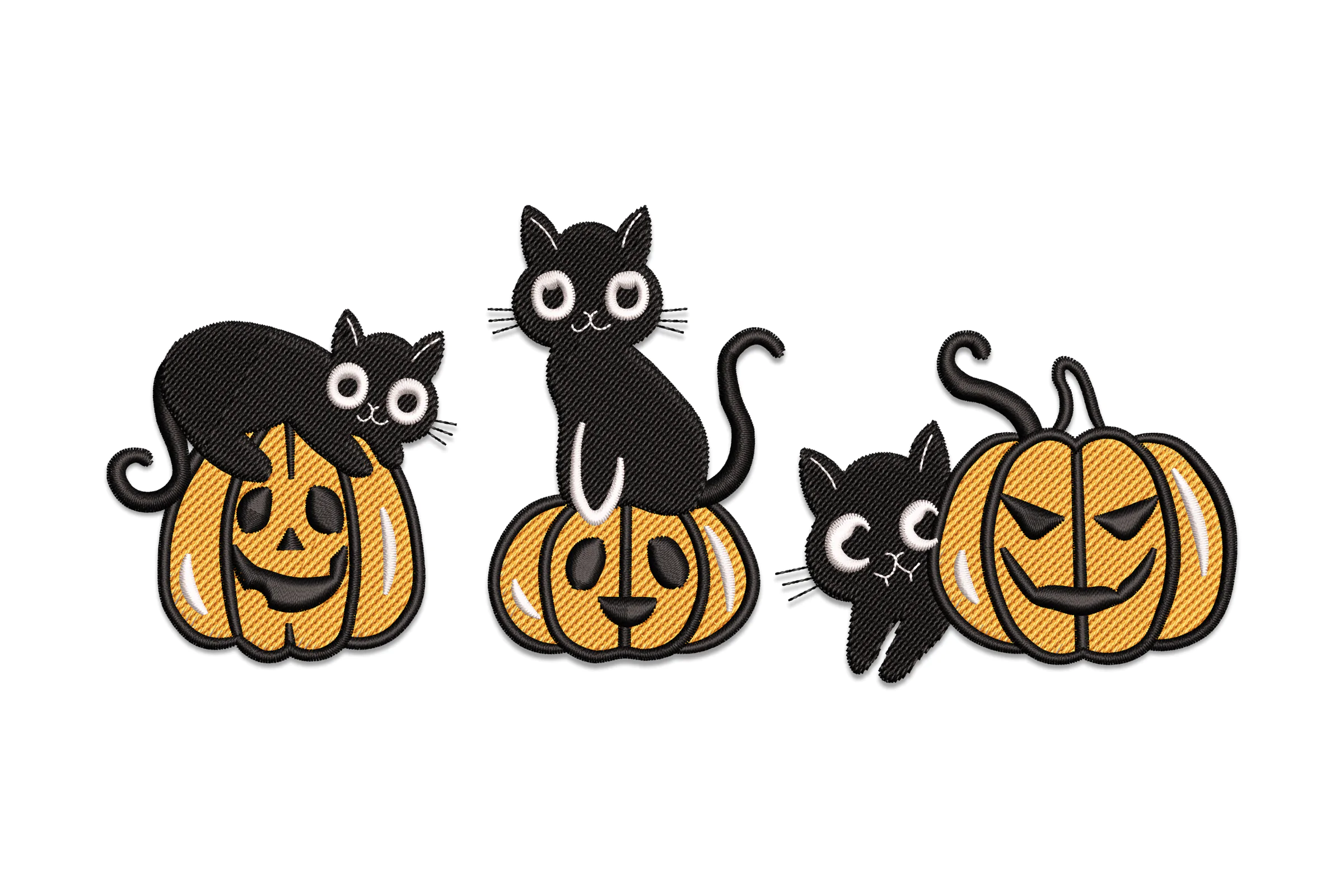 Halloween Cats with Pumpkins Embroidery Design