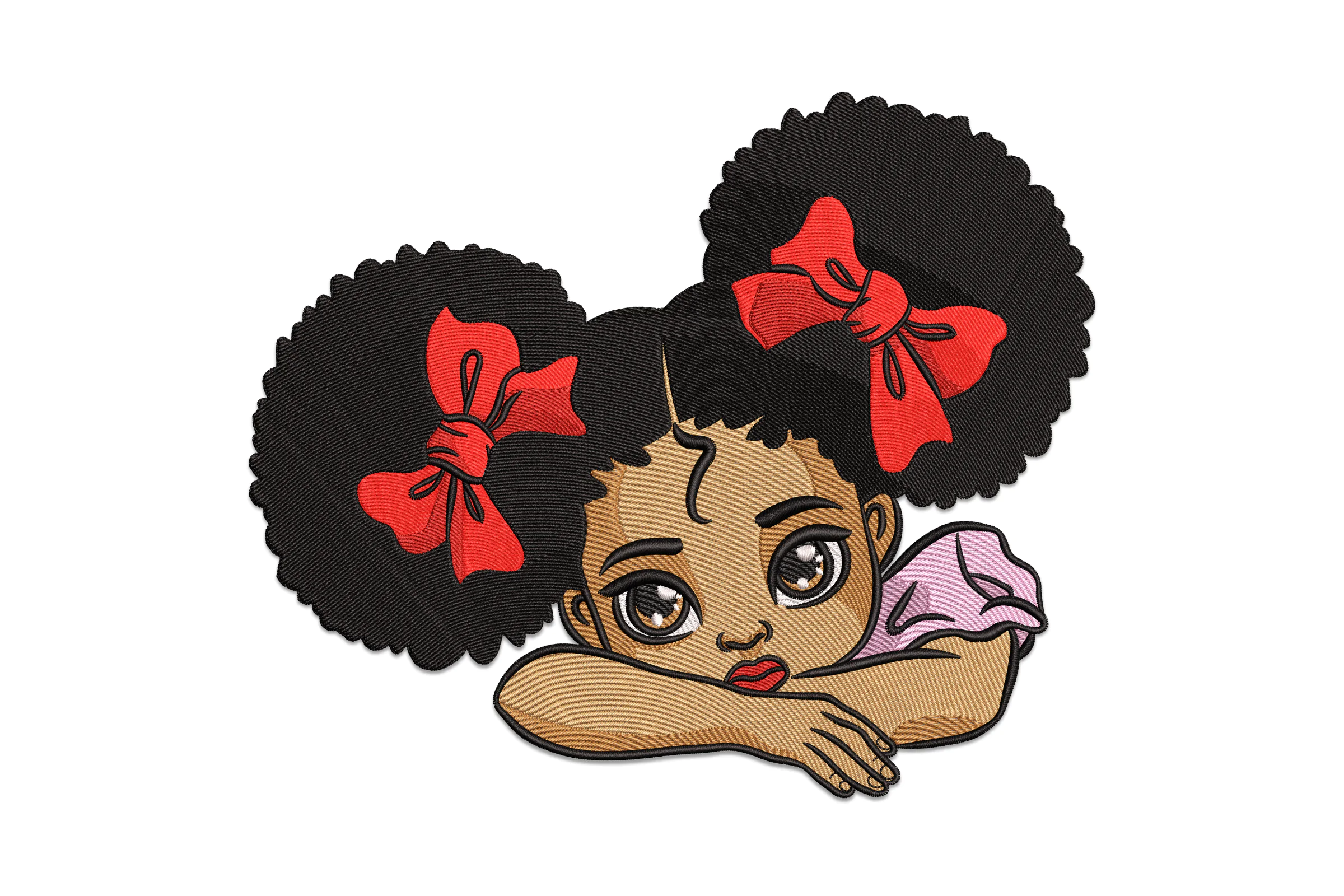 Peekaboo Afro Girl Machine Embroidery Design