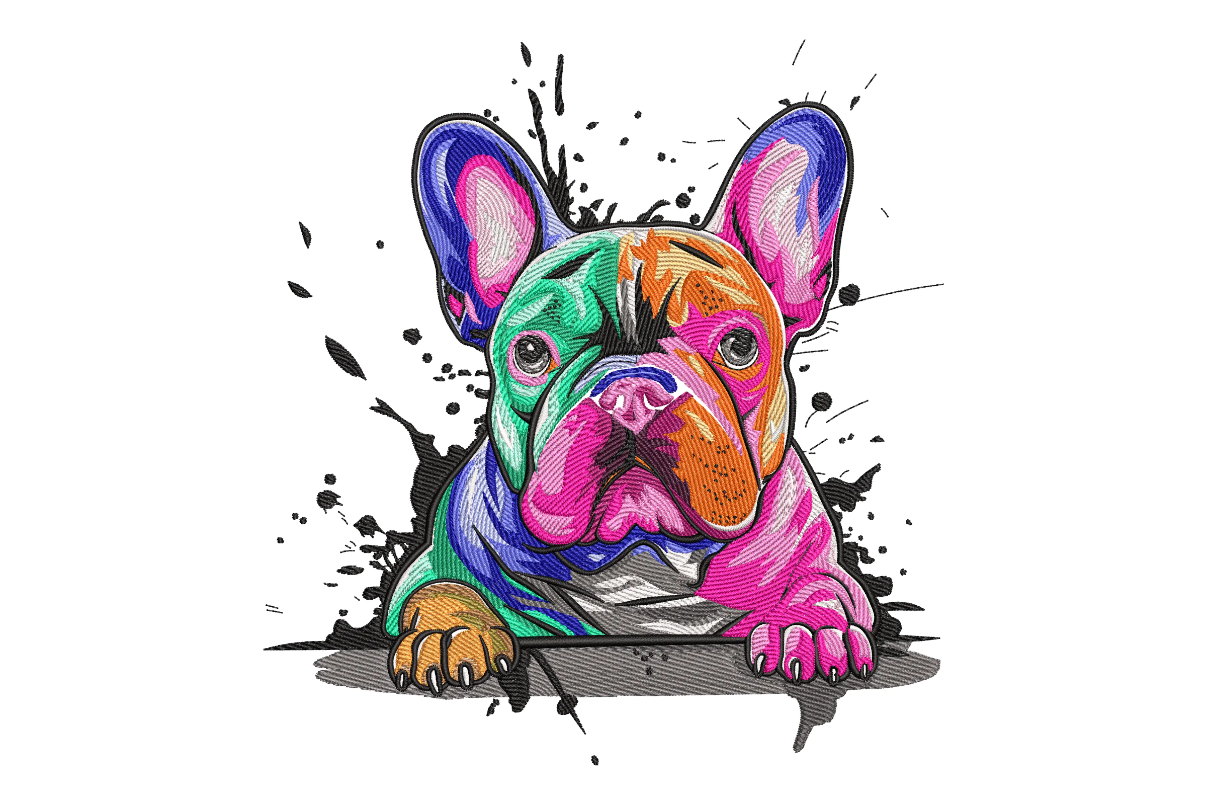 French Bulldog Embroidery Design