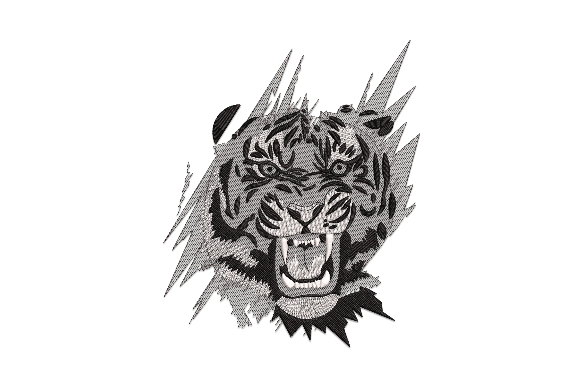 Angry Tiger Face Machine Embroidery Design