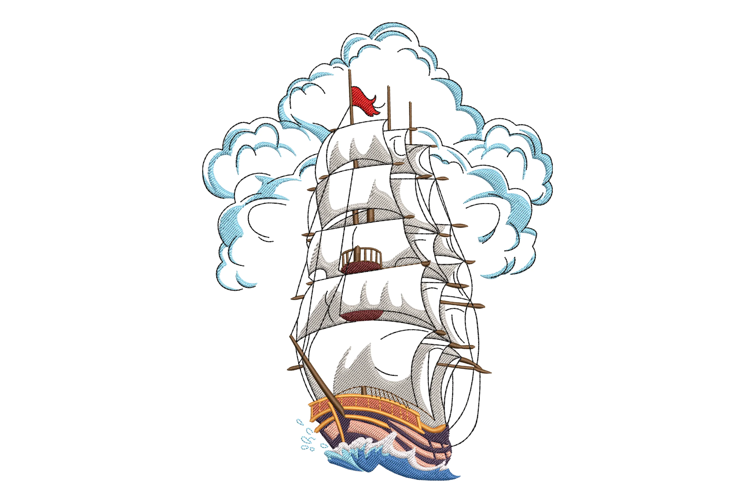 Pirate Ship Embroidery Design File