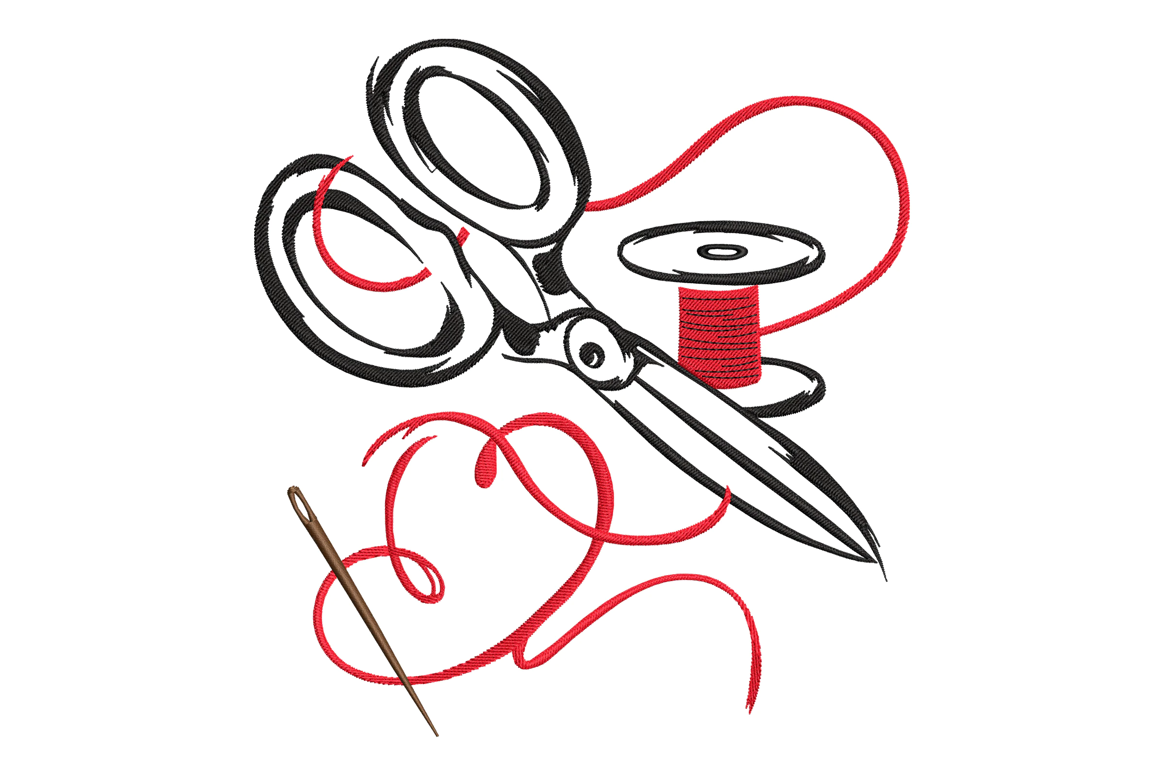 Scissors, Needle and Thread Embroidery Design File
