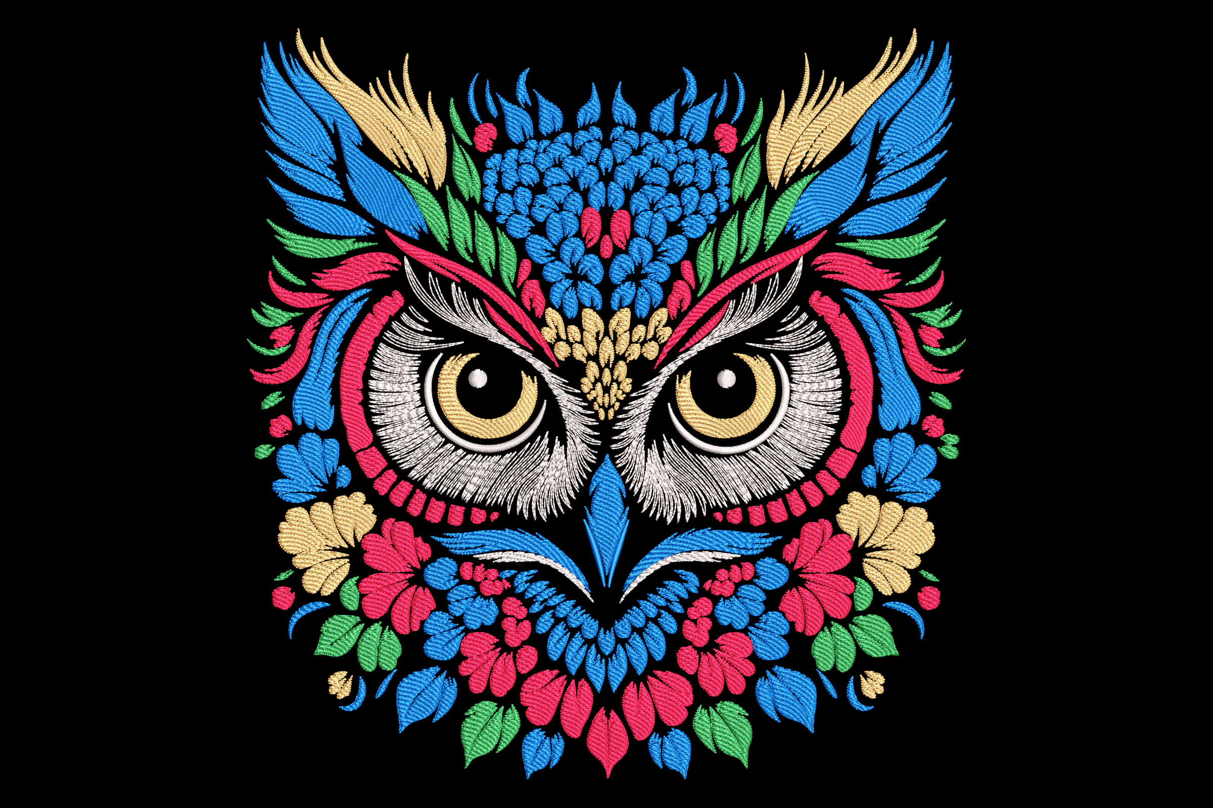 Colorful Majestic Owl Embroidery Design