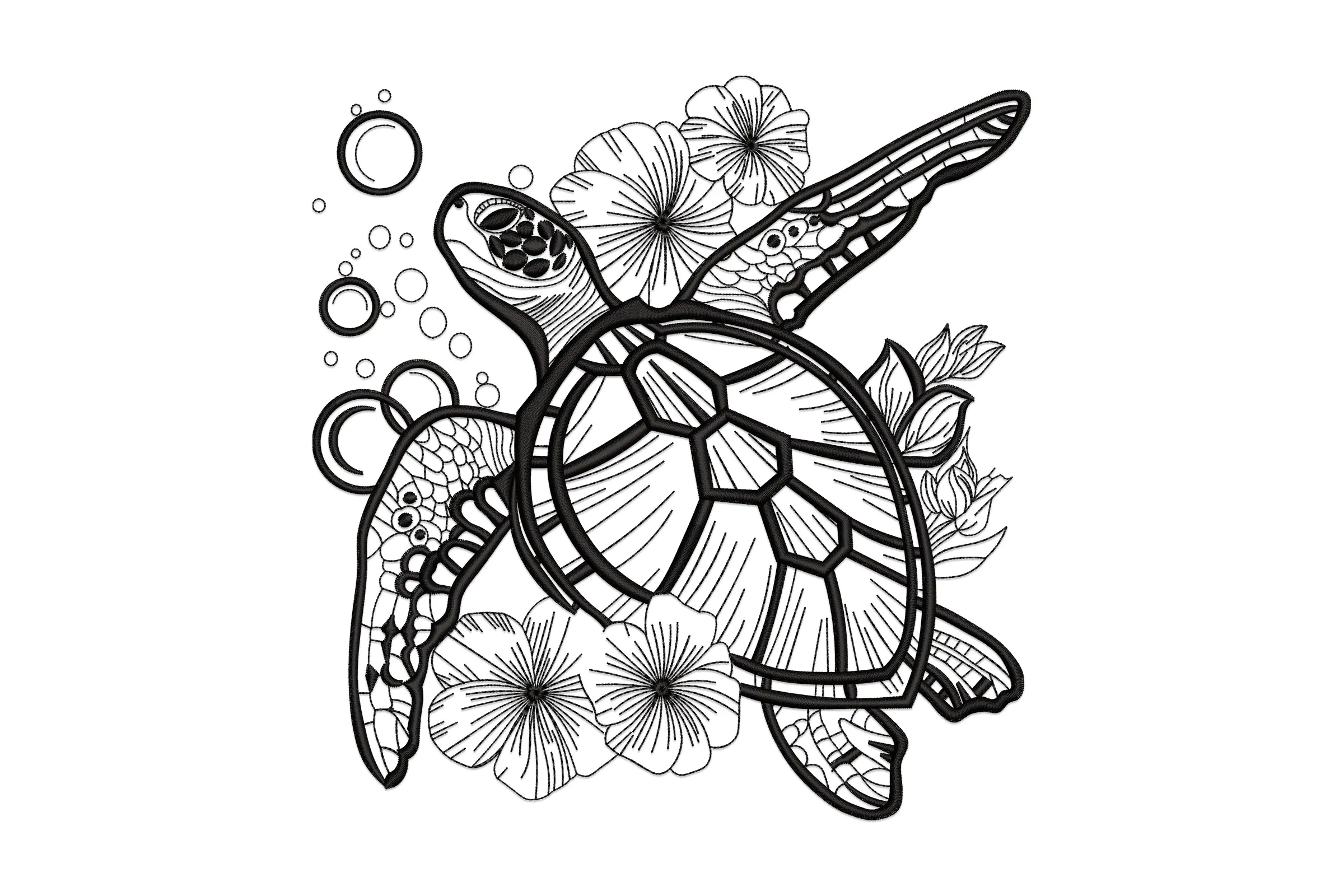 Sea Turtle Embroidery Design