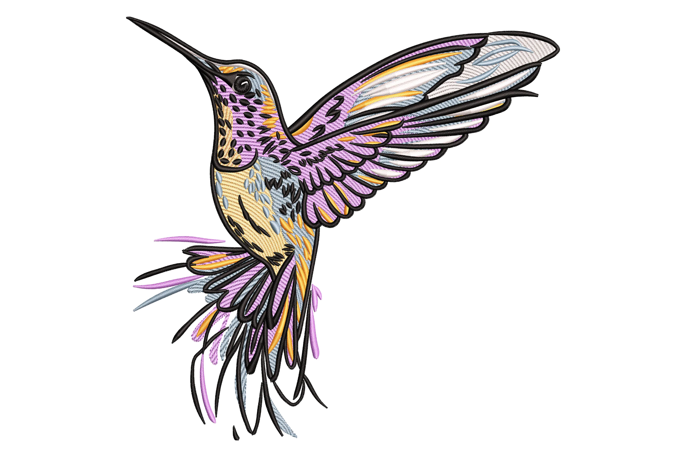 Detailed Hummingbird Embroidery Design