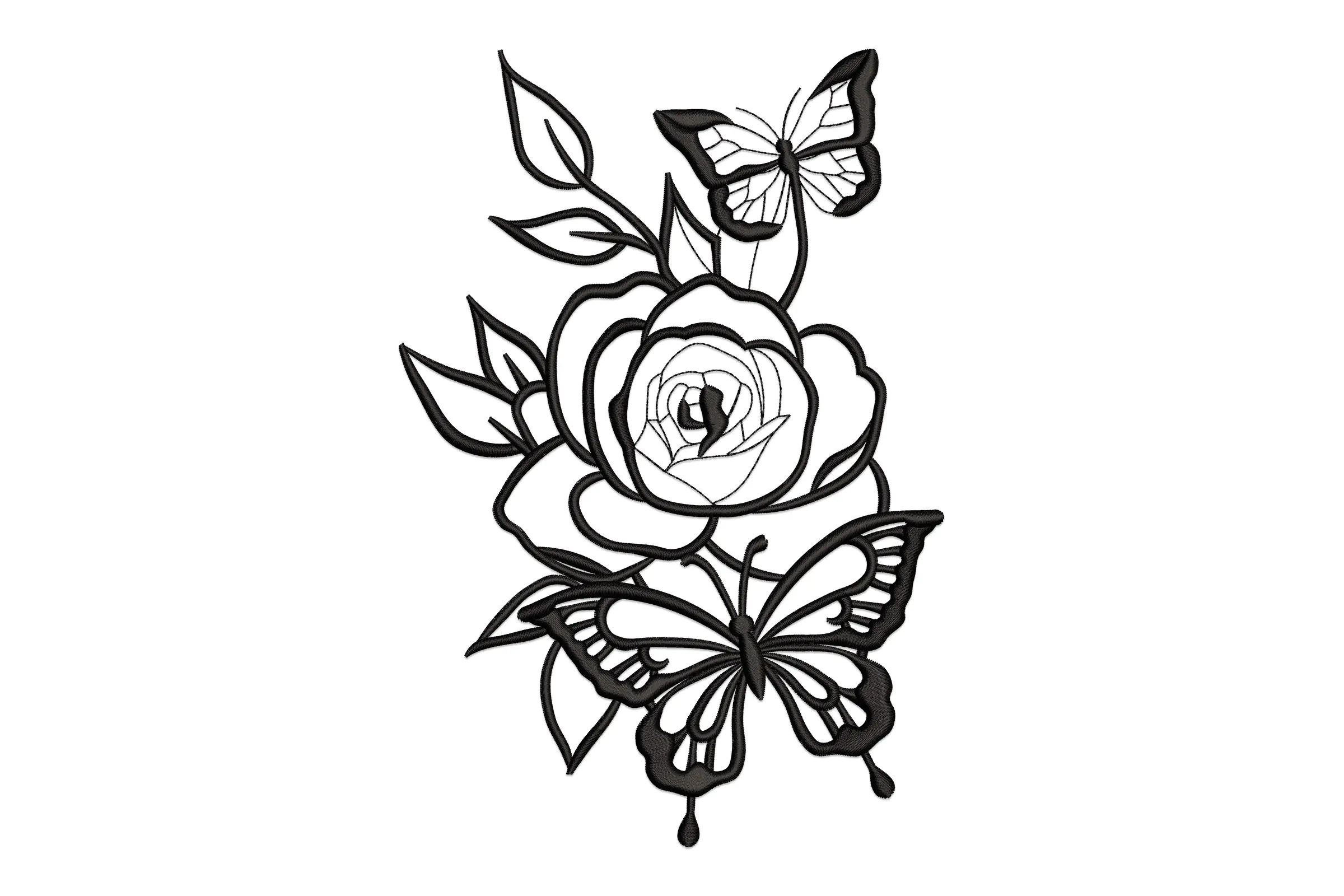 Butterfly with Roses  Machine Embroidery