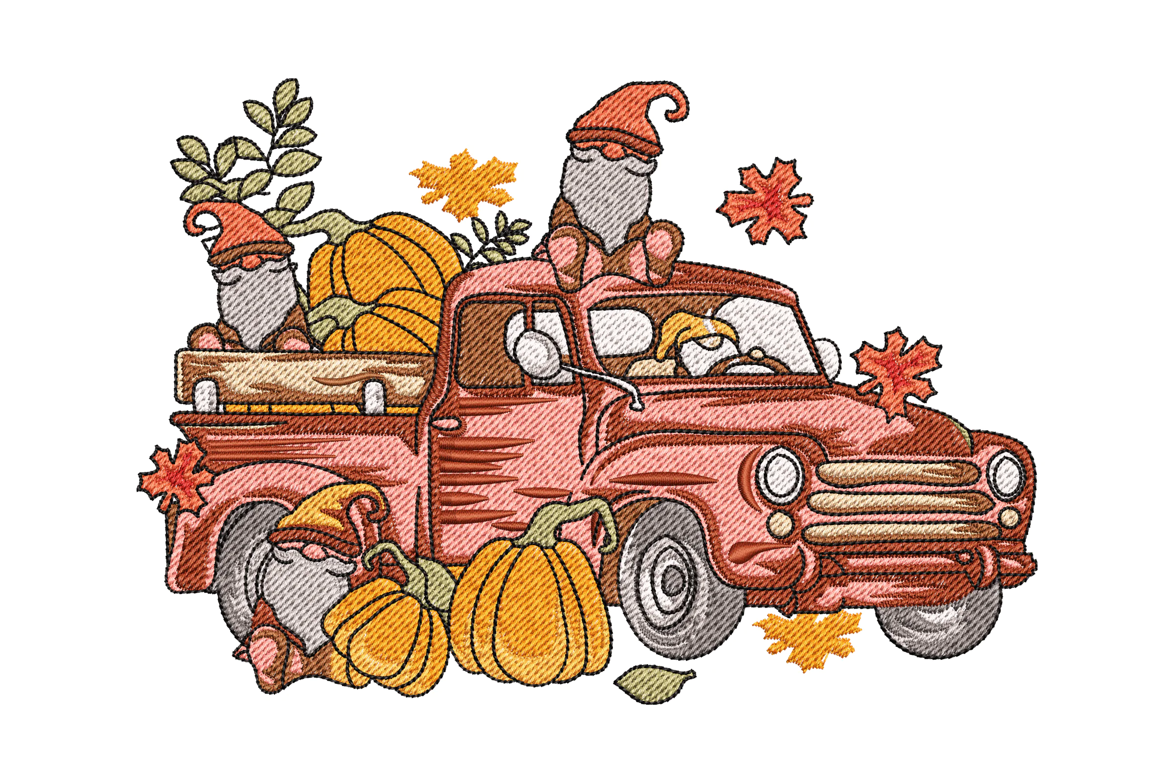 Autumn Truck Embroidery Design
