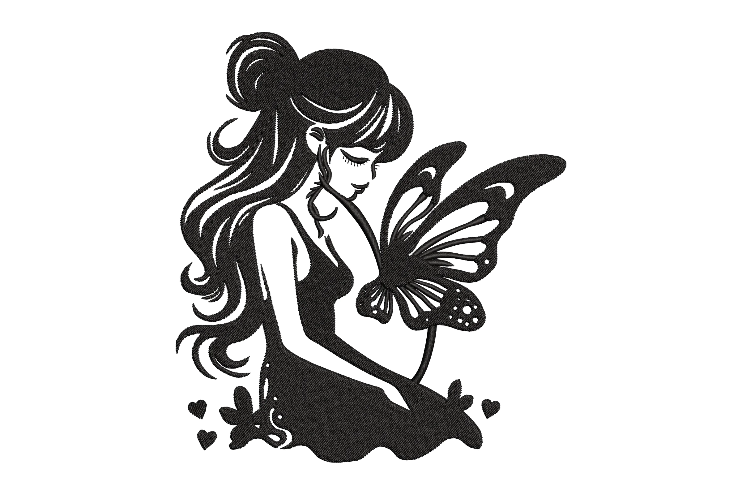 Fairy with a Butterfly  Embroidery Desig