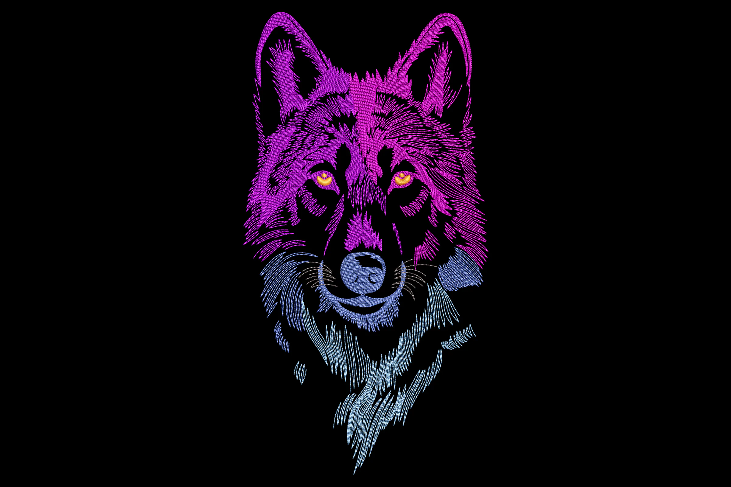 Fierce Neon Wolf Embroidery Design