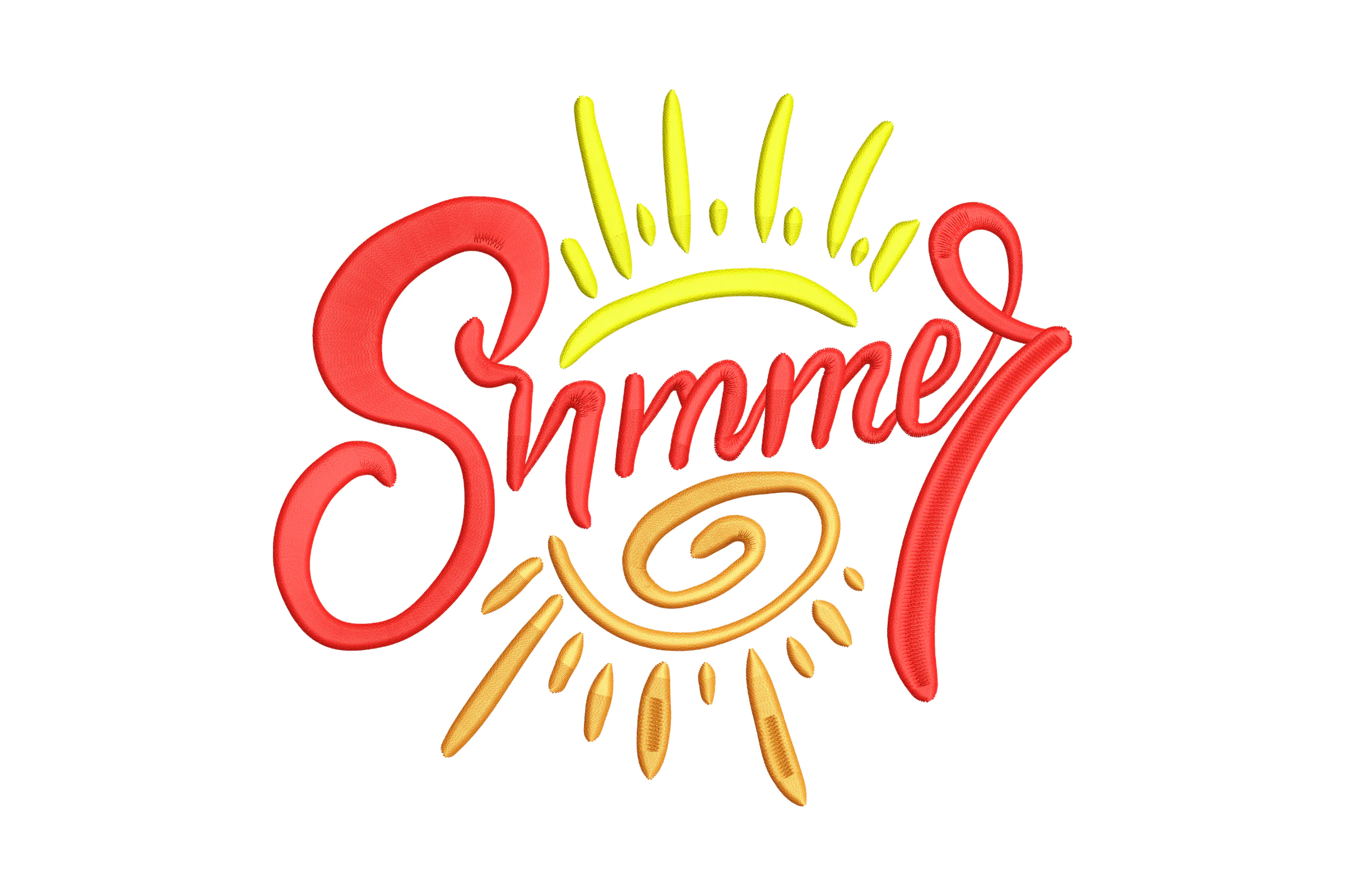 Bright Cheerful Sun and Swirls Summer Embroidery Design