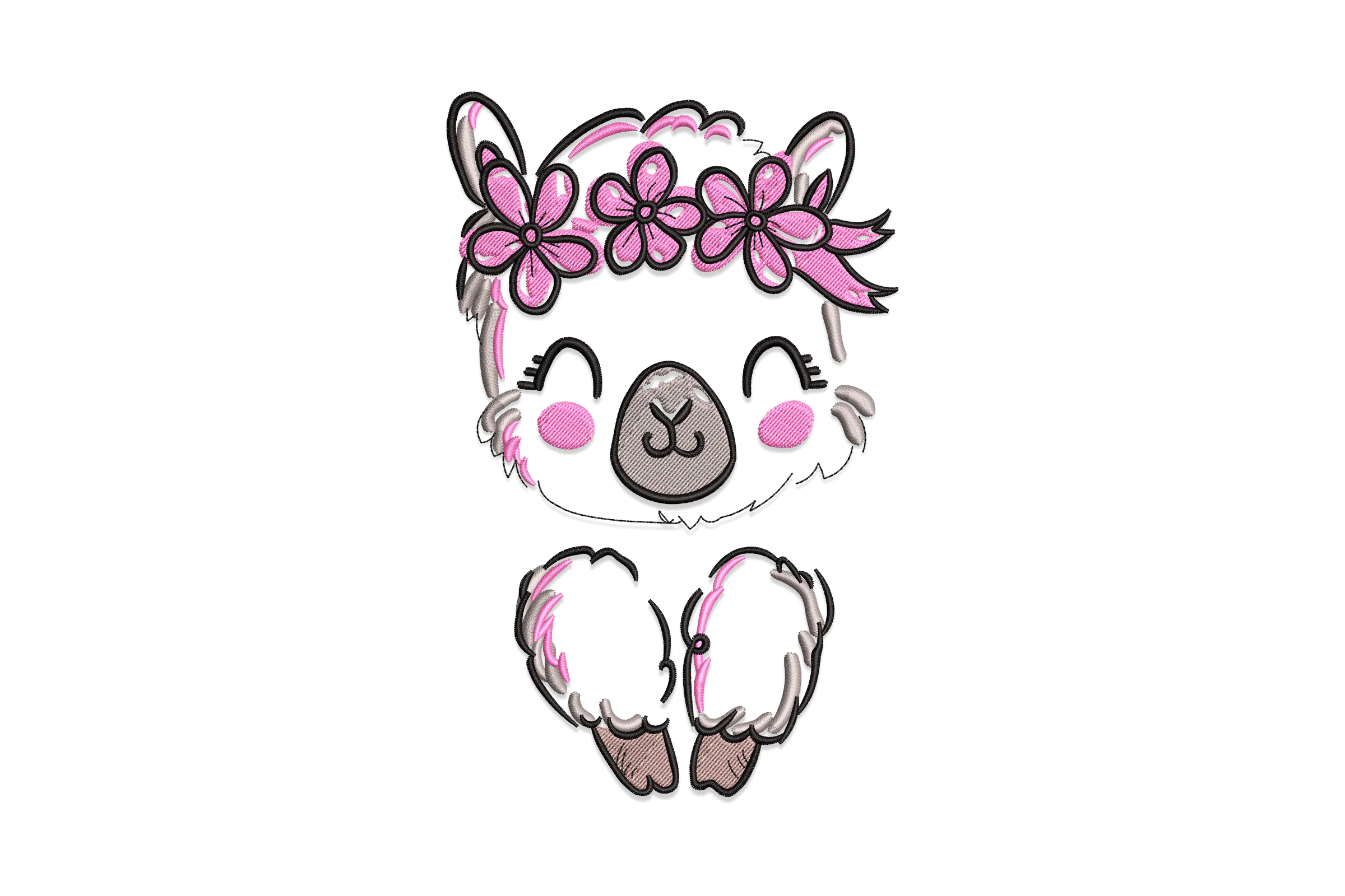 Cute Llama Embroidery Design