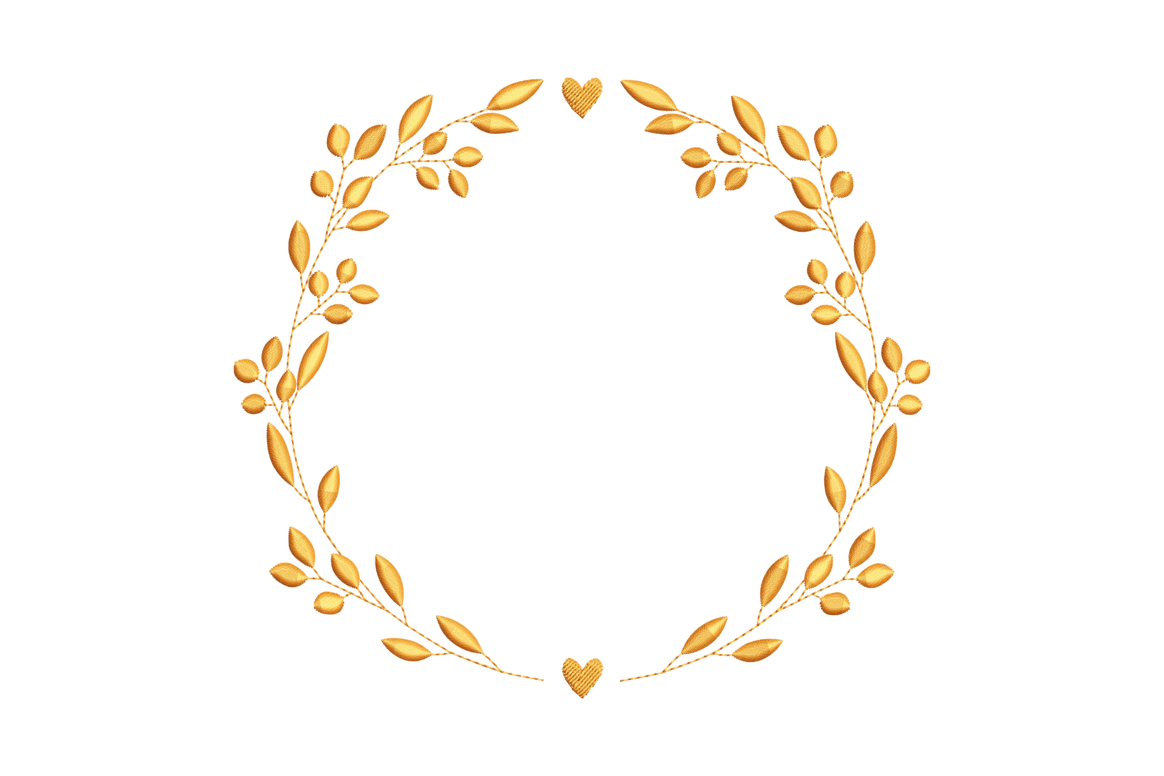 Golden Floral Wreath Embroidery Design