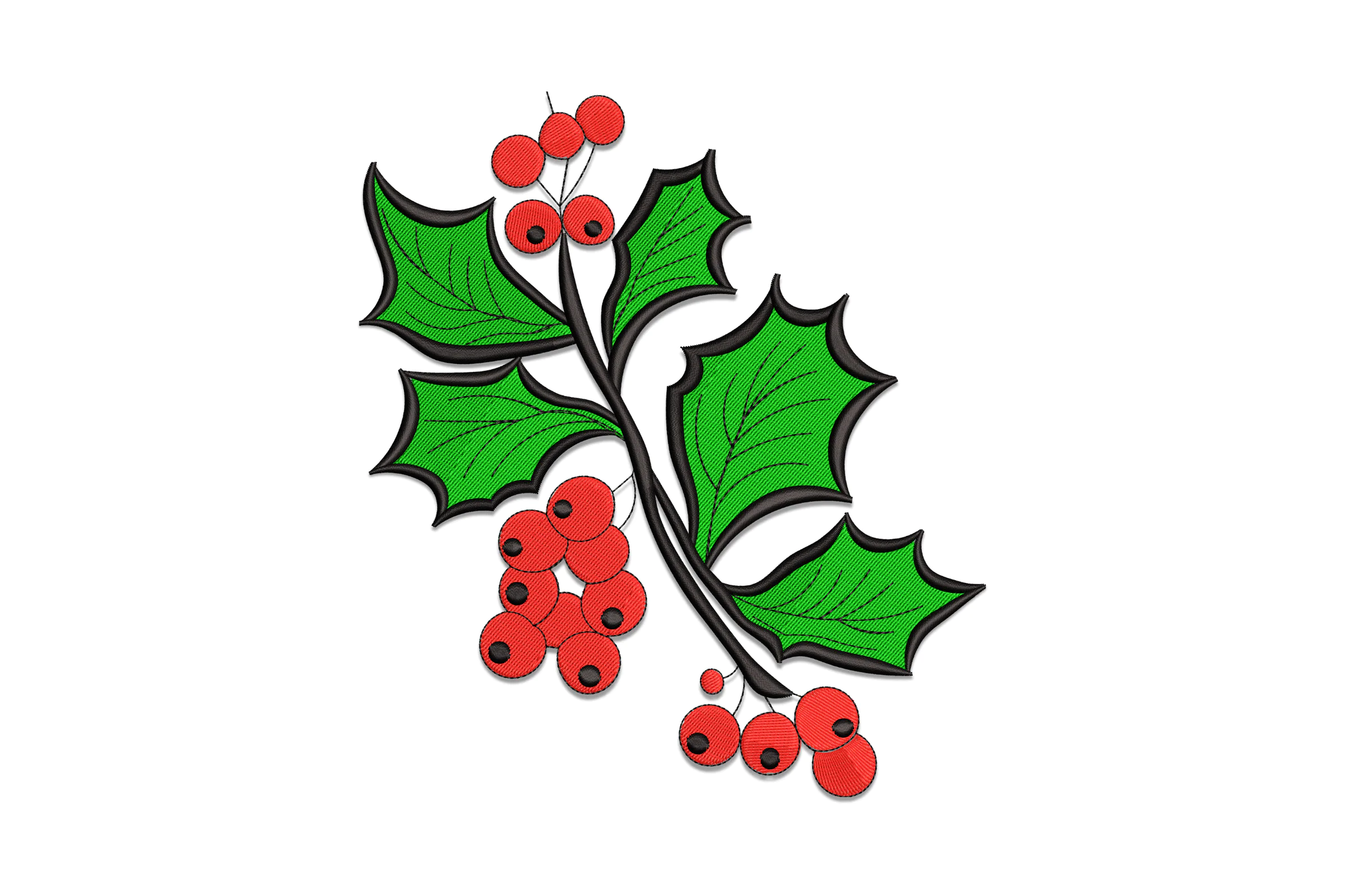 Christmas Holly Embroidery Design Pattern