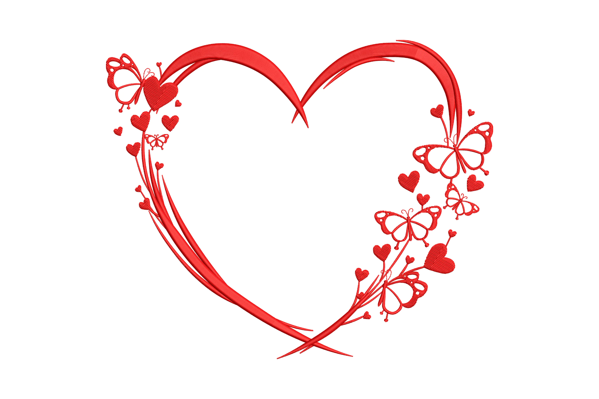Butterfly Heart Frame Embroidery Design
