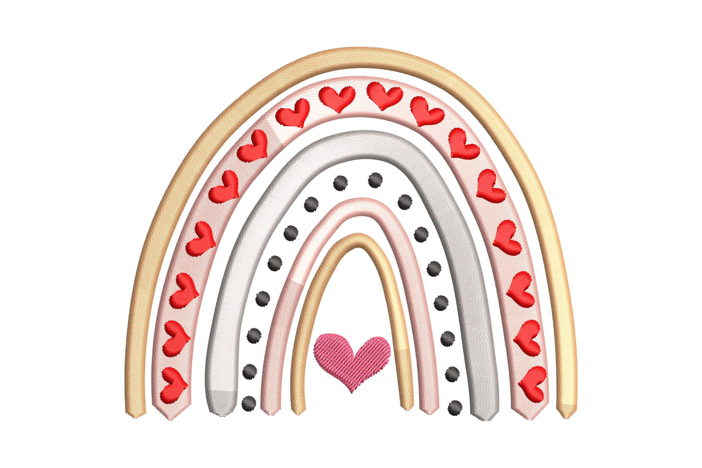 Boho Rainbow with Heart Embroidery Design