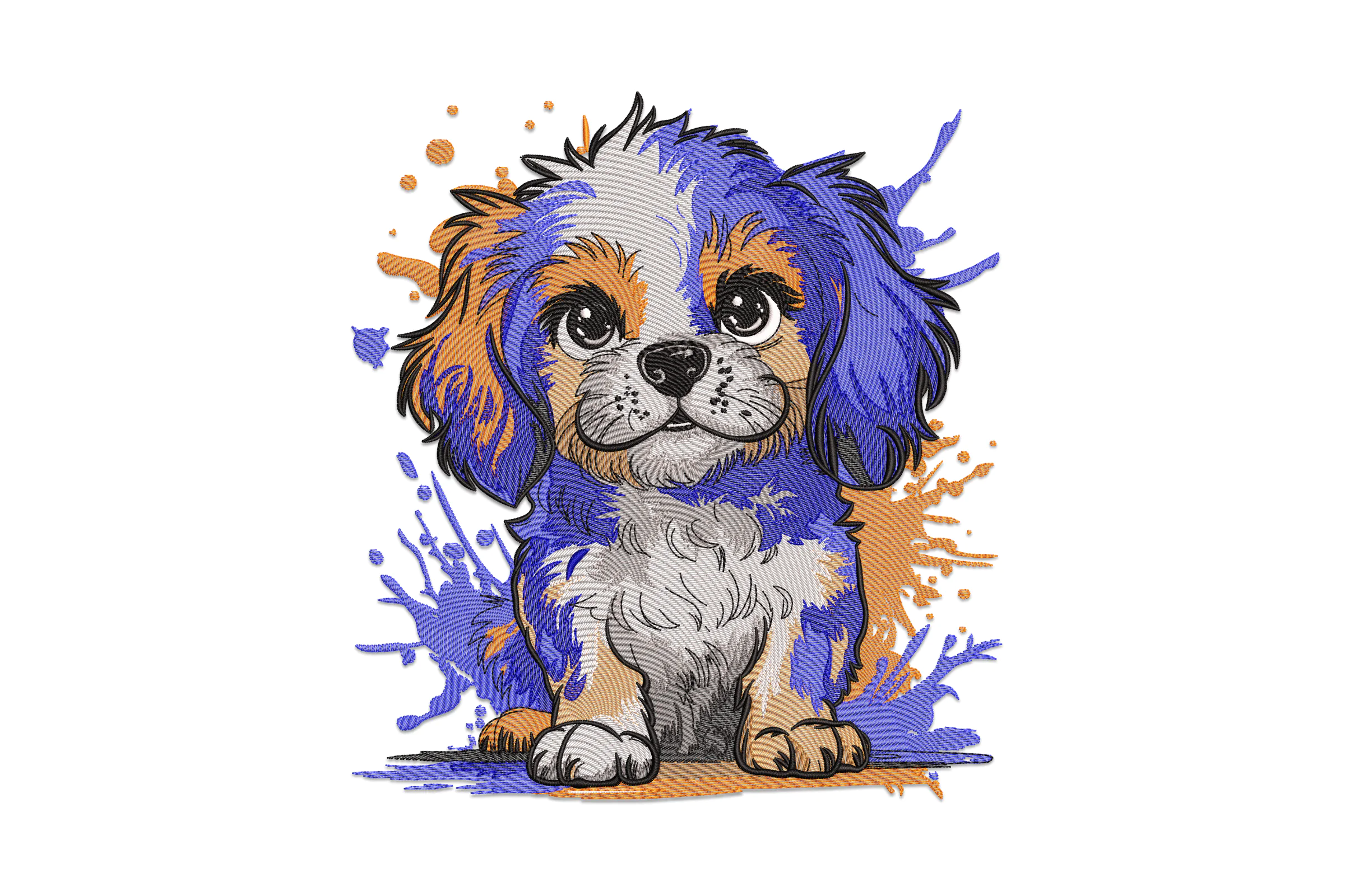 Colorful Dog Splash Embroidery Design