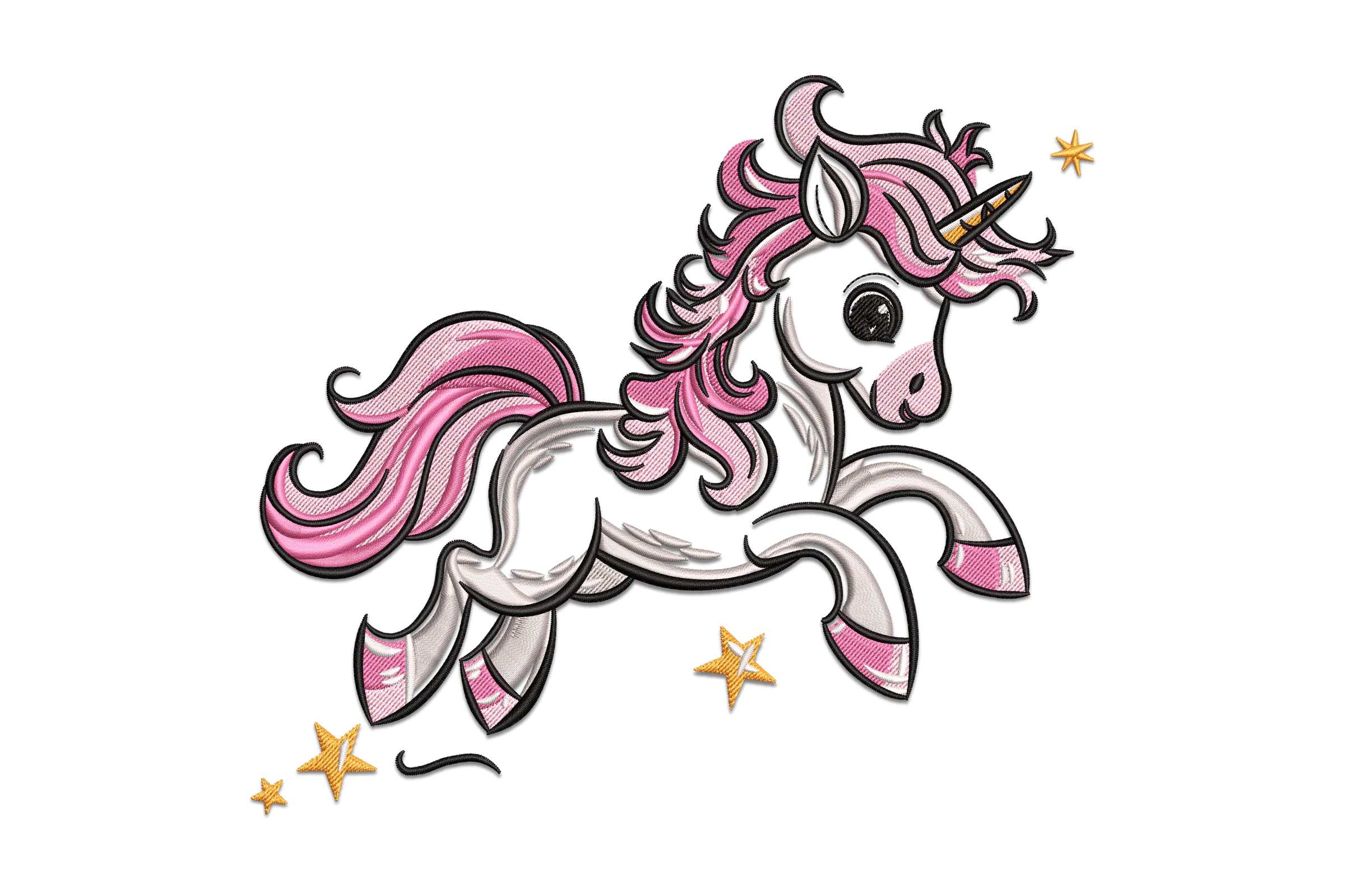 Cute Running Unicorn Embroidery Design