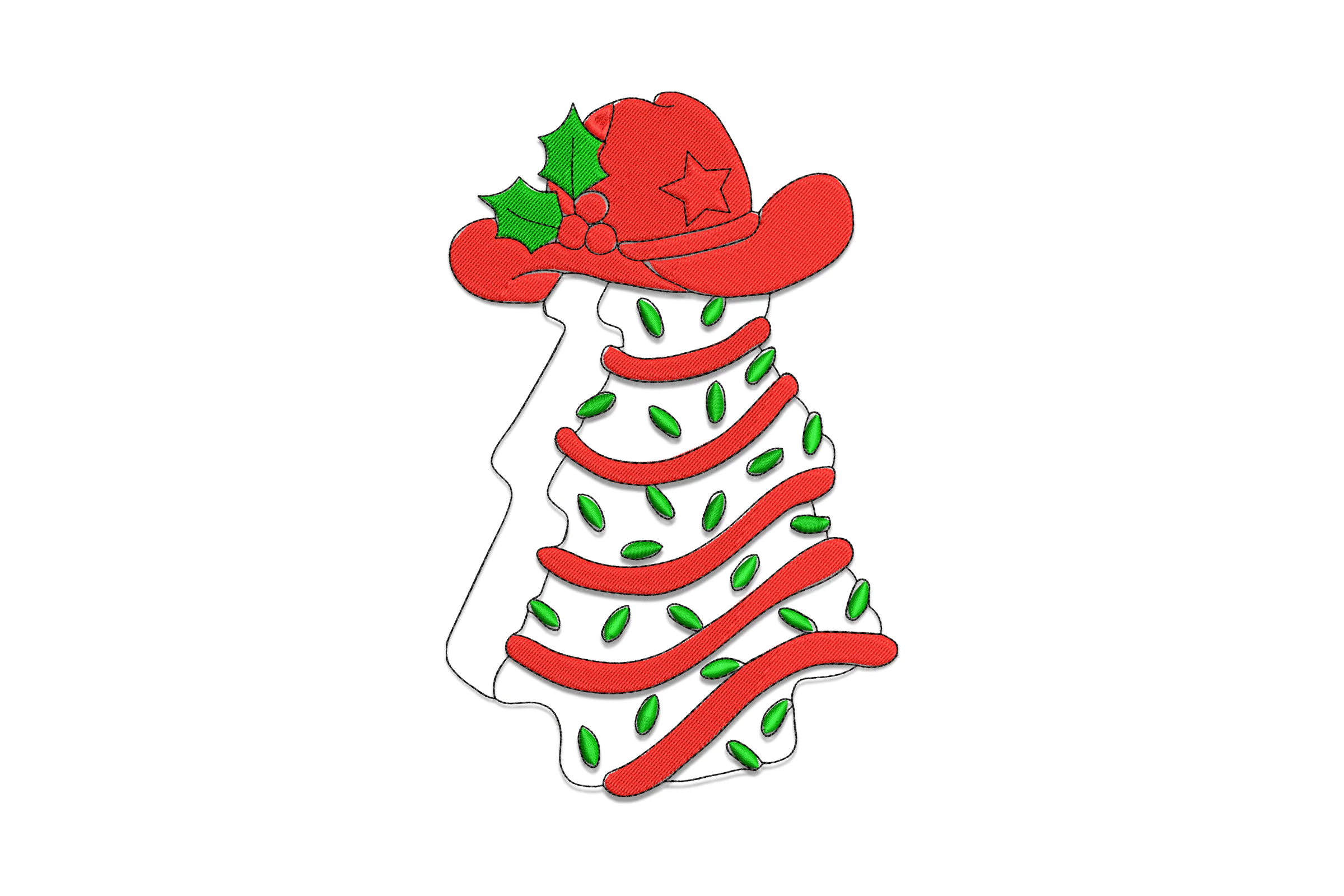 Cowboy Christmas Tree Cake Embroidery Design