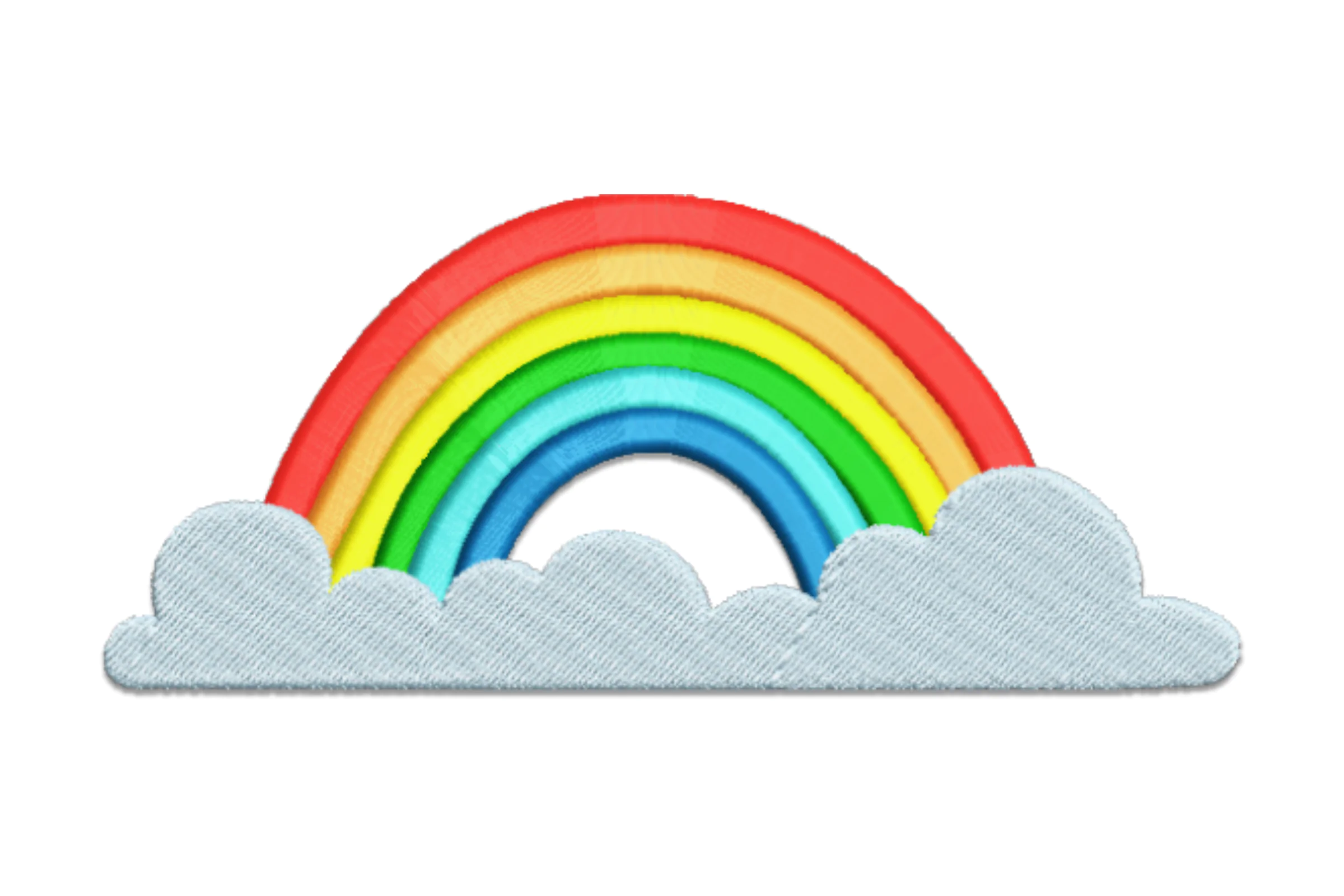 Colorful Rainbow with Clouds Embroidery Design