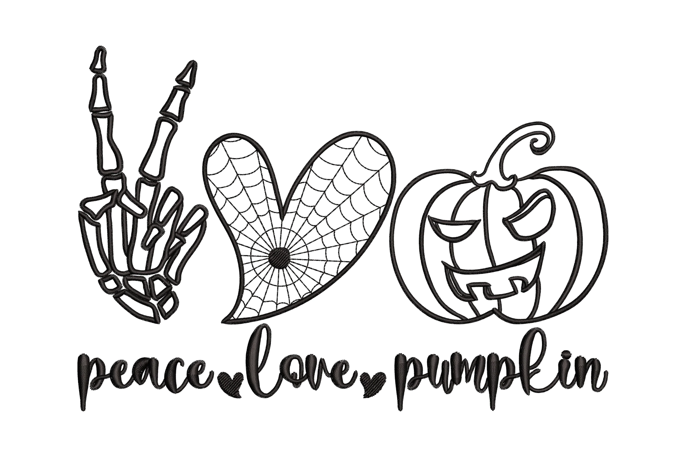 Peace Love Pumpkin Embroidery Design