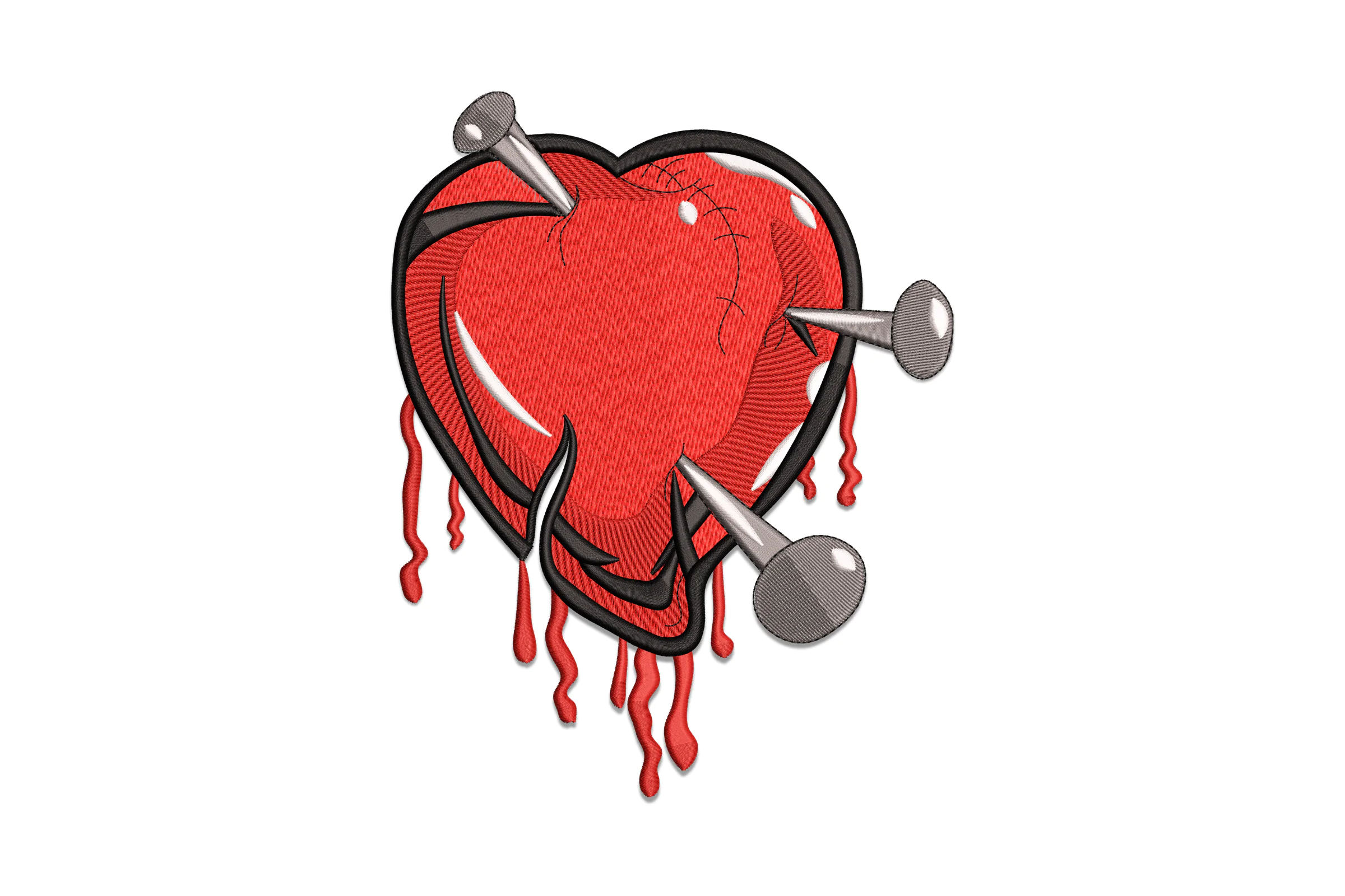 Broken Red Heart Embroidery Design File