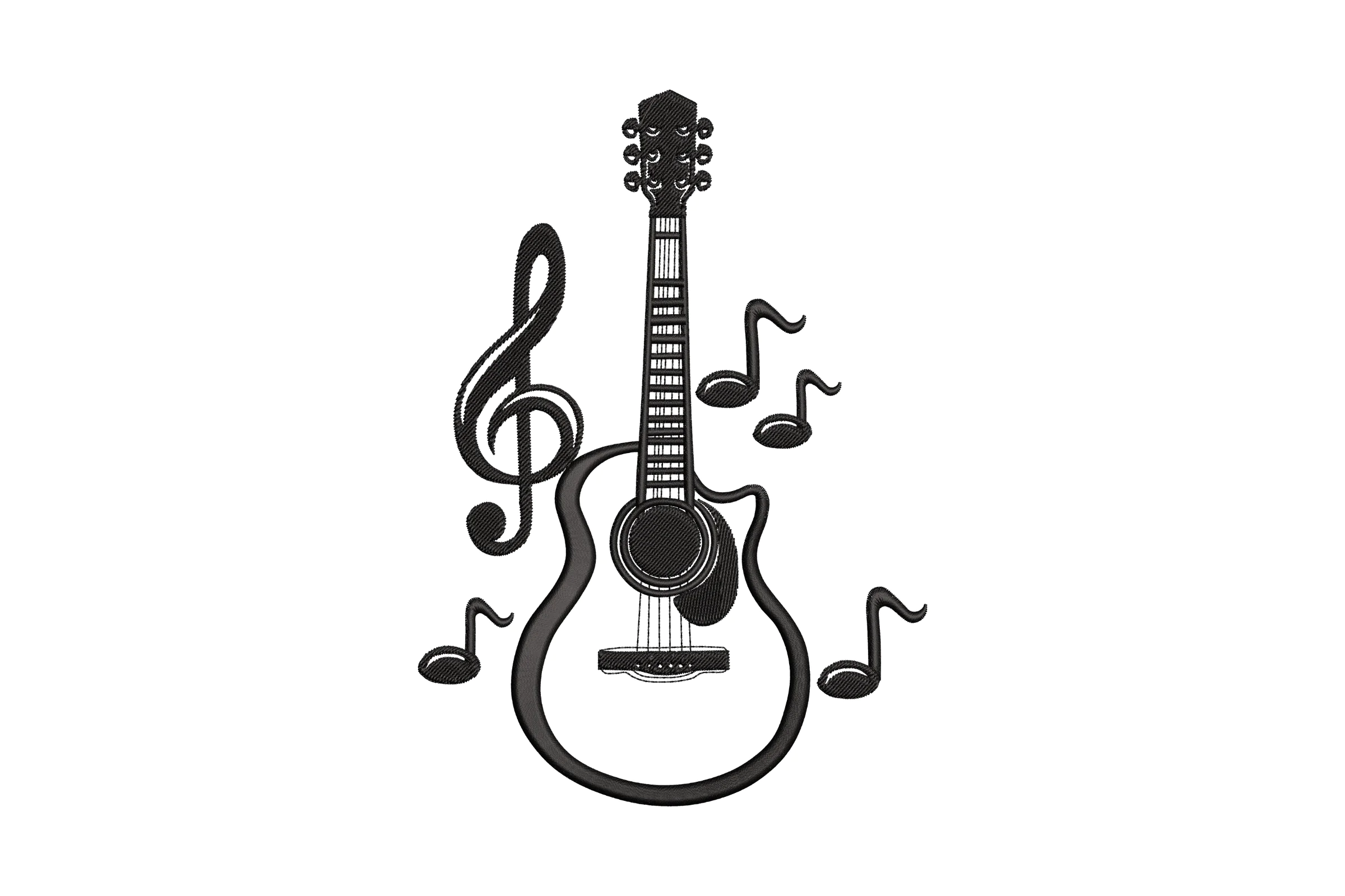 Musical Guitar - Machine Embroidery Design