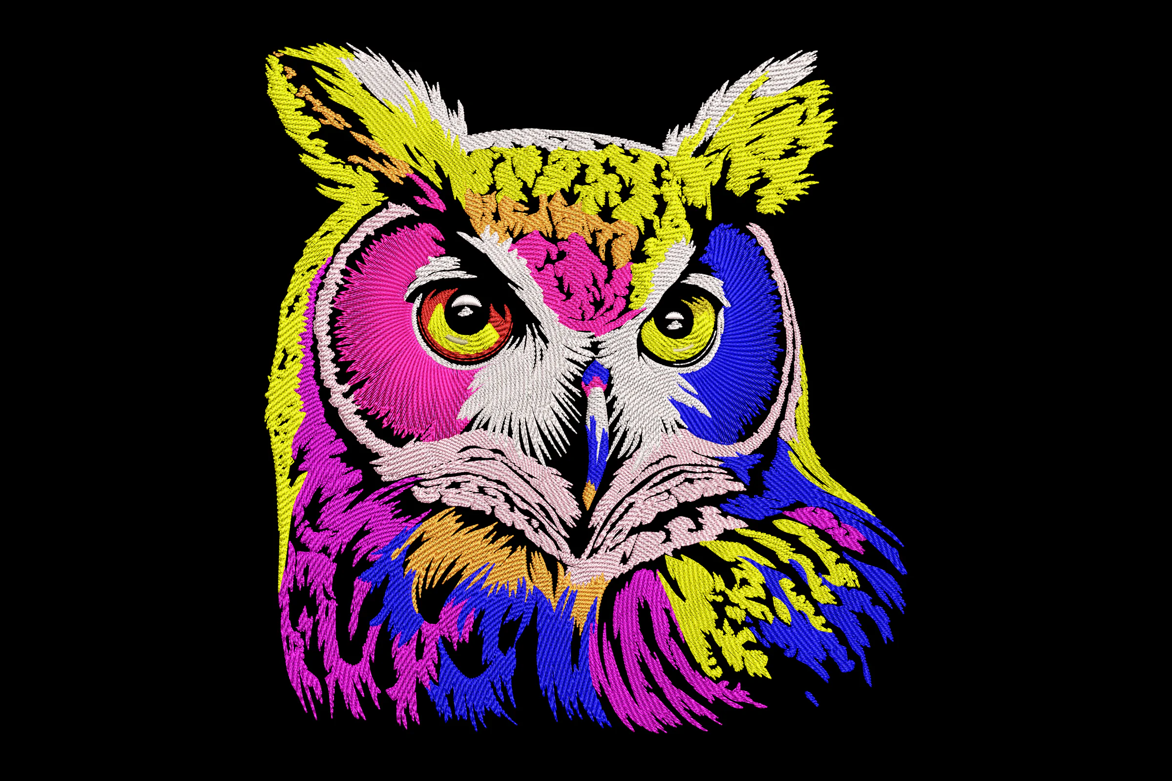Vibrant Owl Embroidery Design