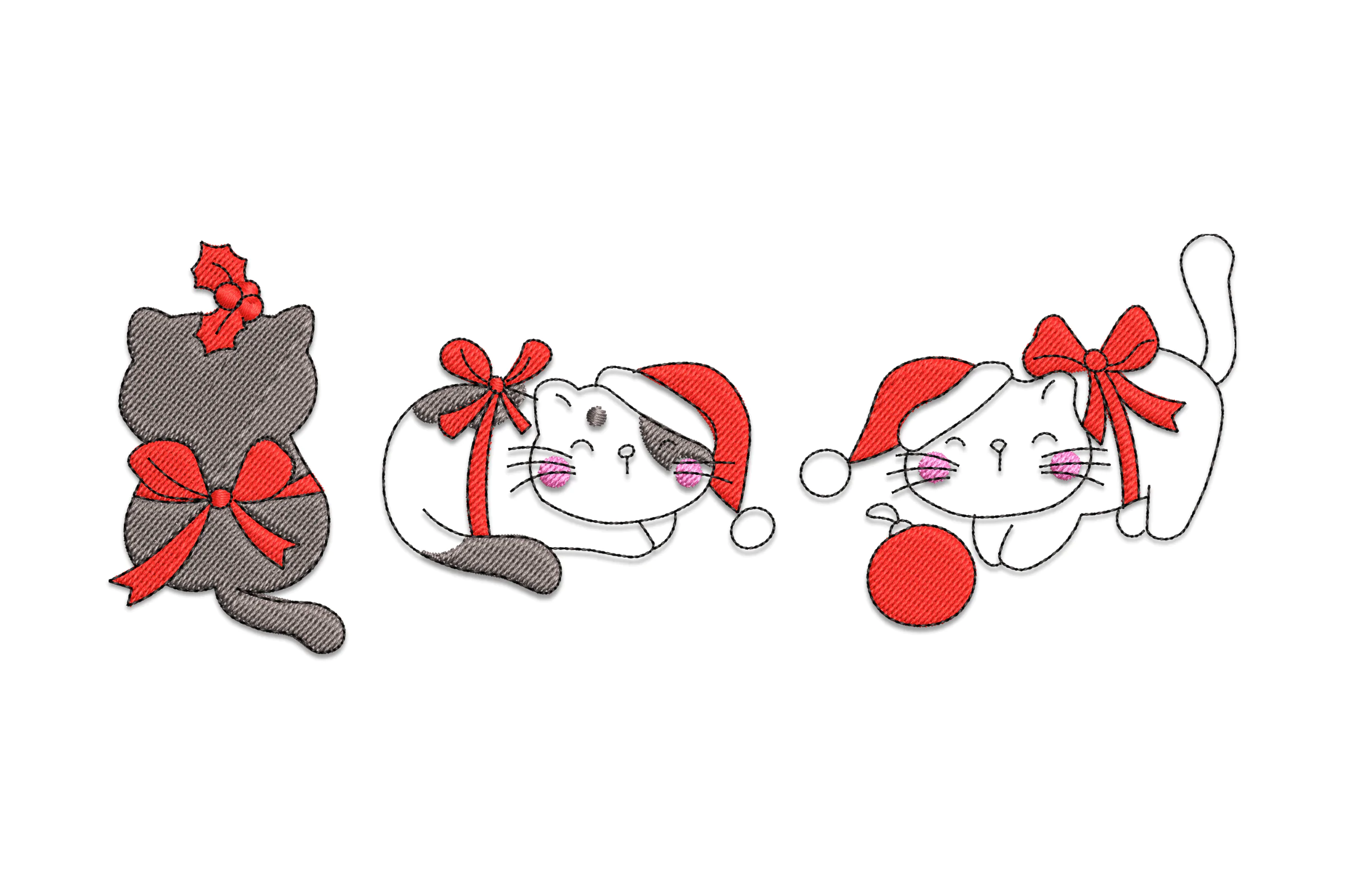 Christmas Cats Embroidery Design Pattern