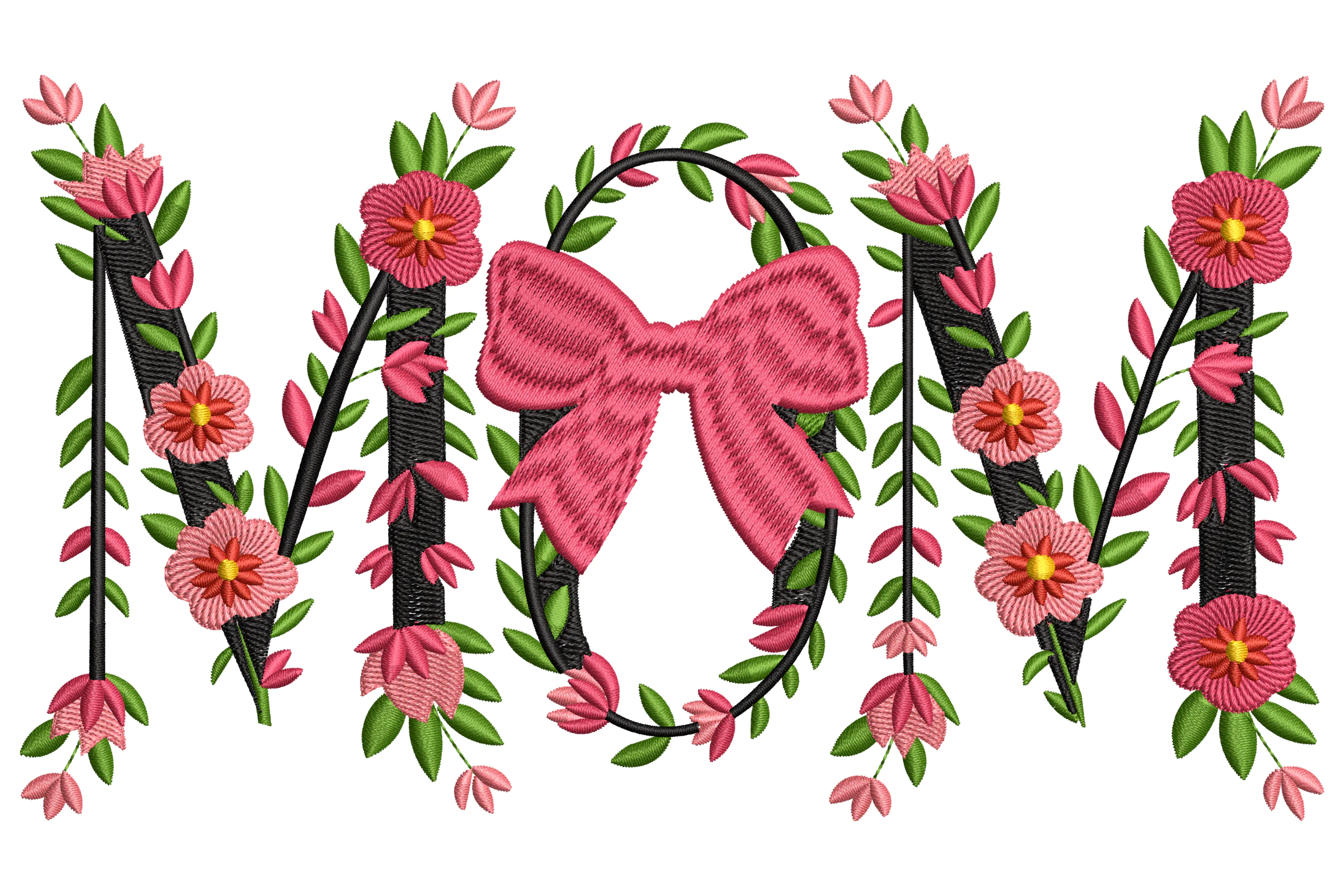 MOM Floral Lettering Embroidery Design