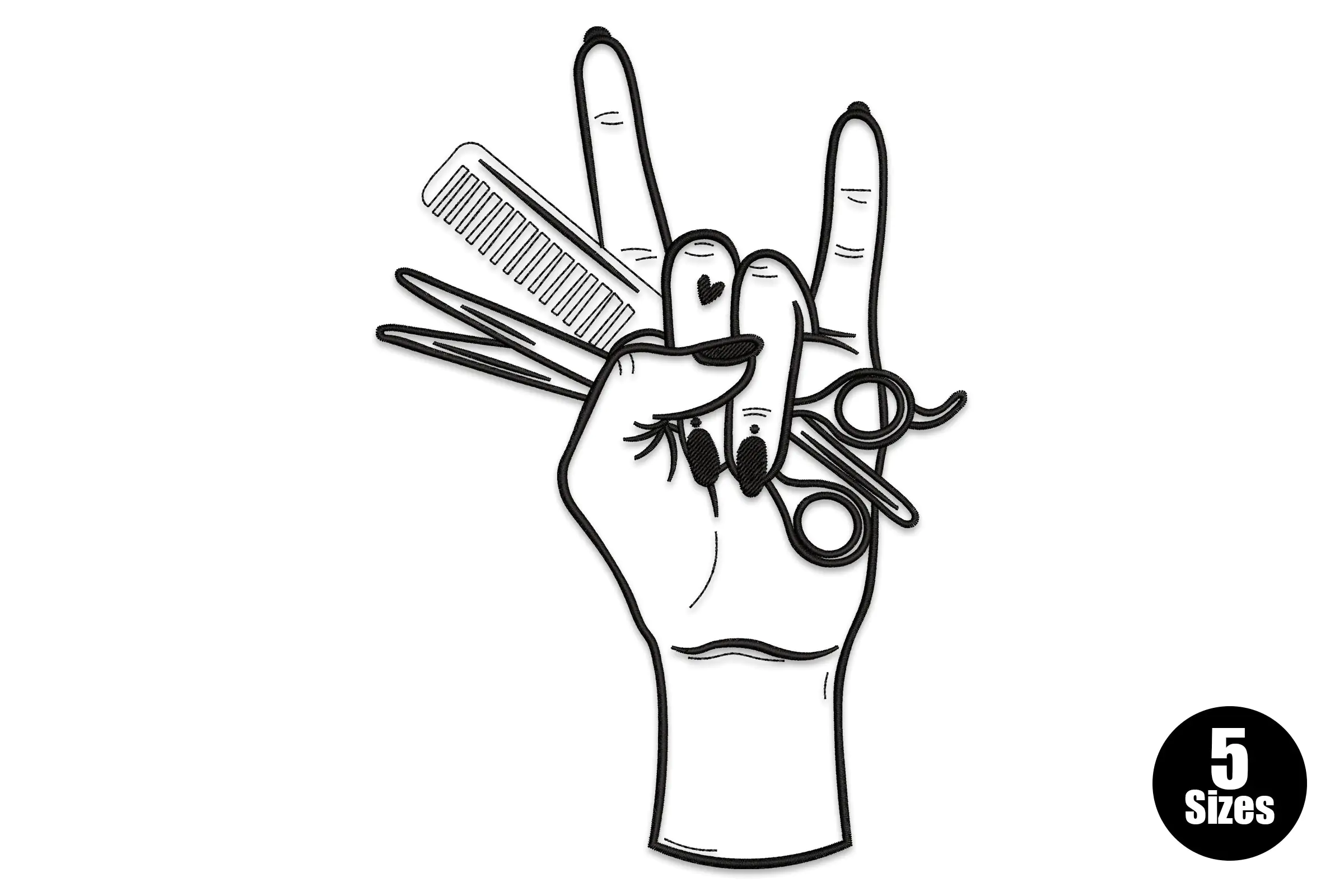 Barber Hand Embroidery Design