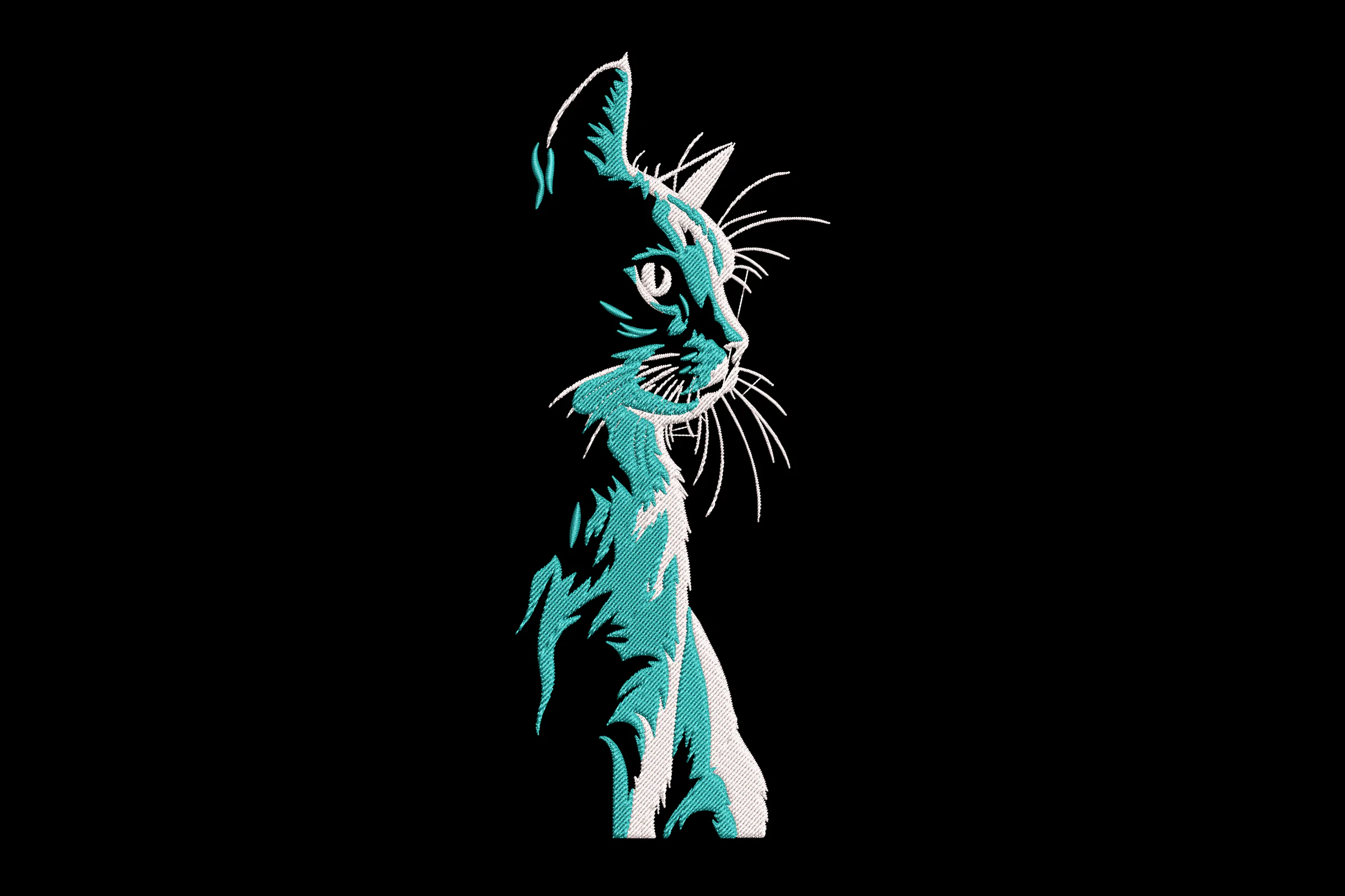 Artistic Cat Embroidery Design