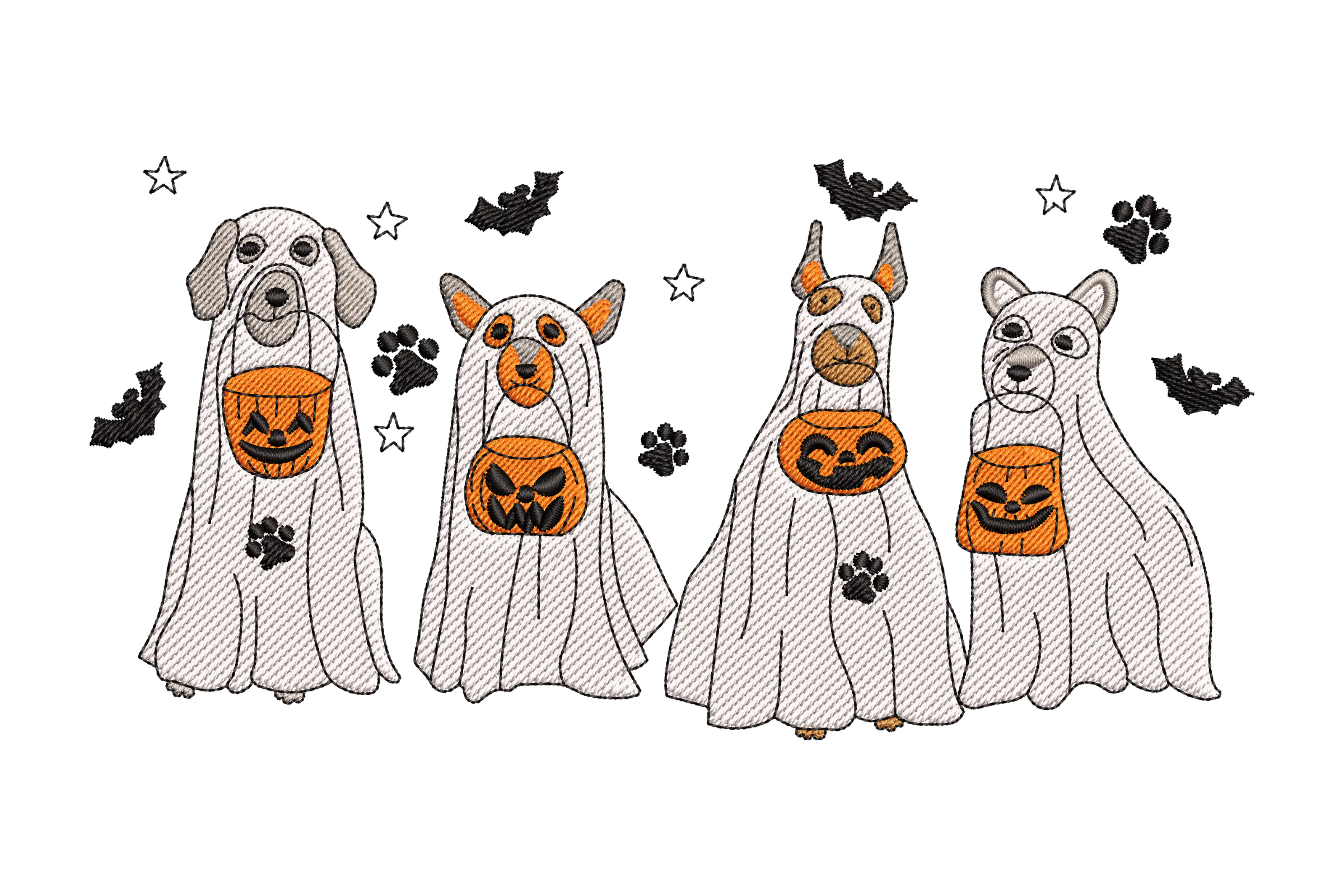 Ghost Dog Halloween Embroidery Design