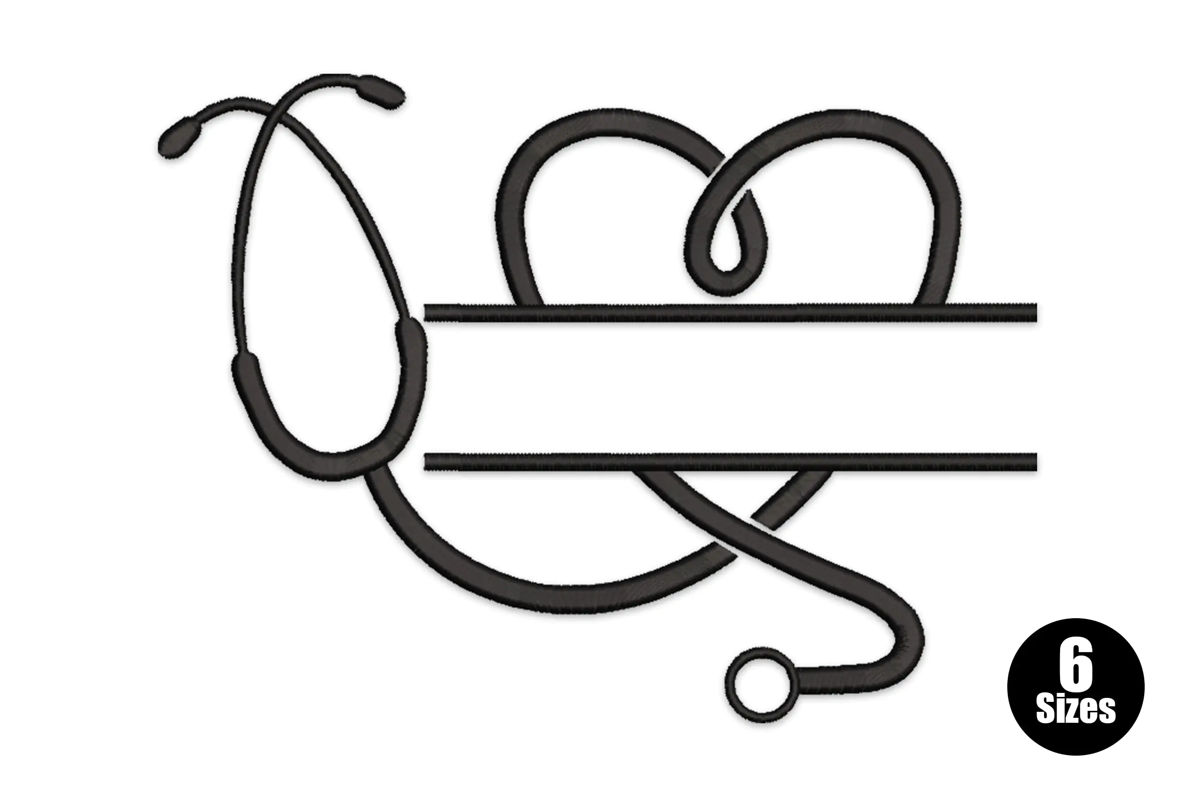 Stethoscope Heart Split Embroidery Design