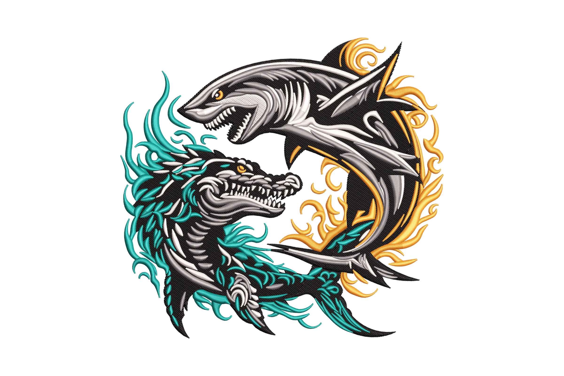 Angry Shark Machine Embroidery Design