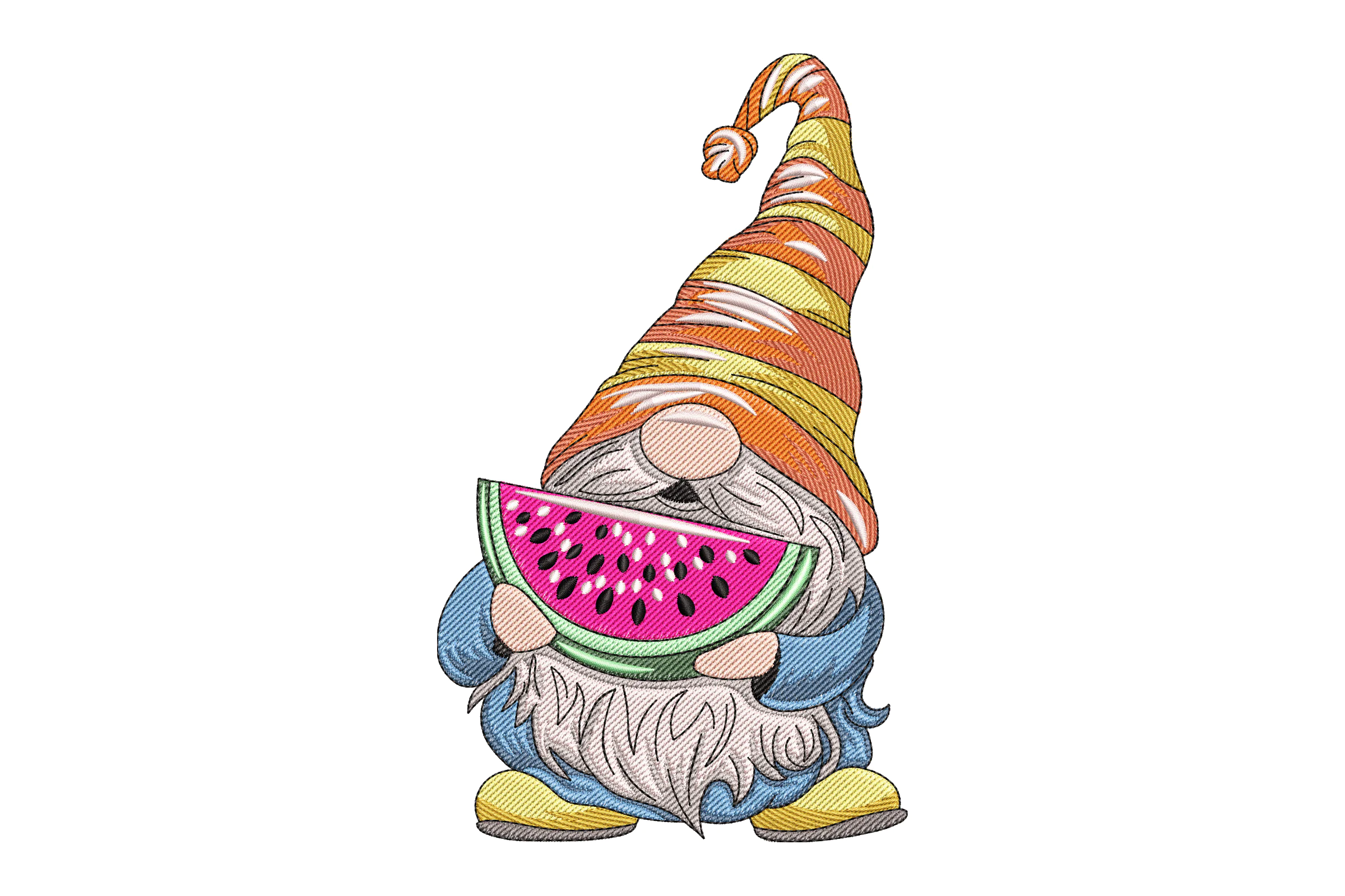 Gnome with Watermelon Embroidery Design