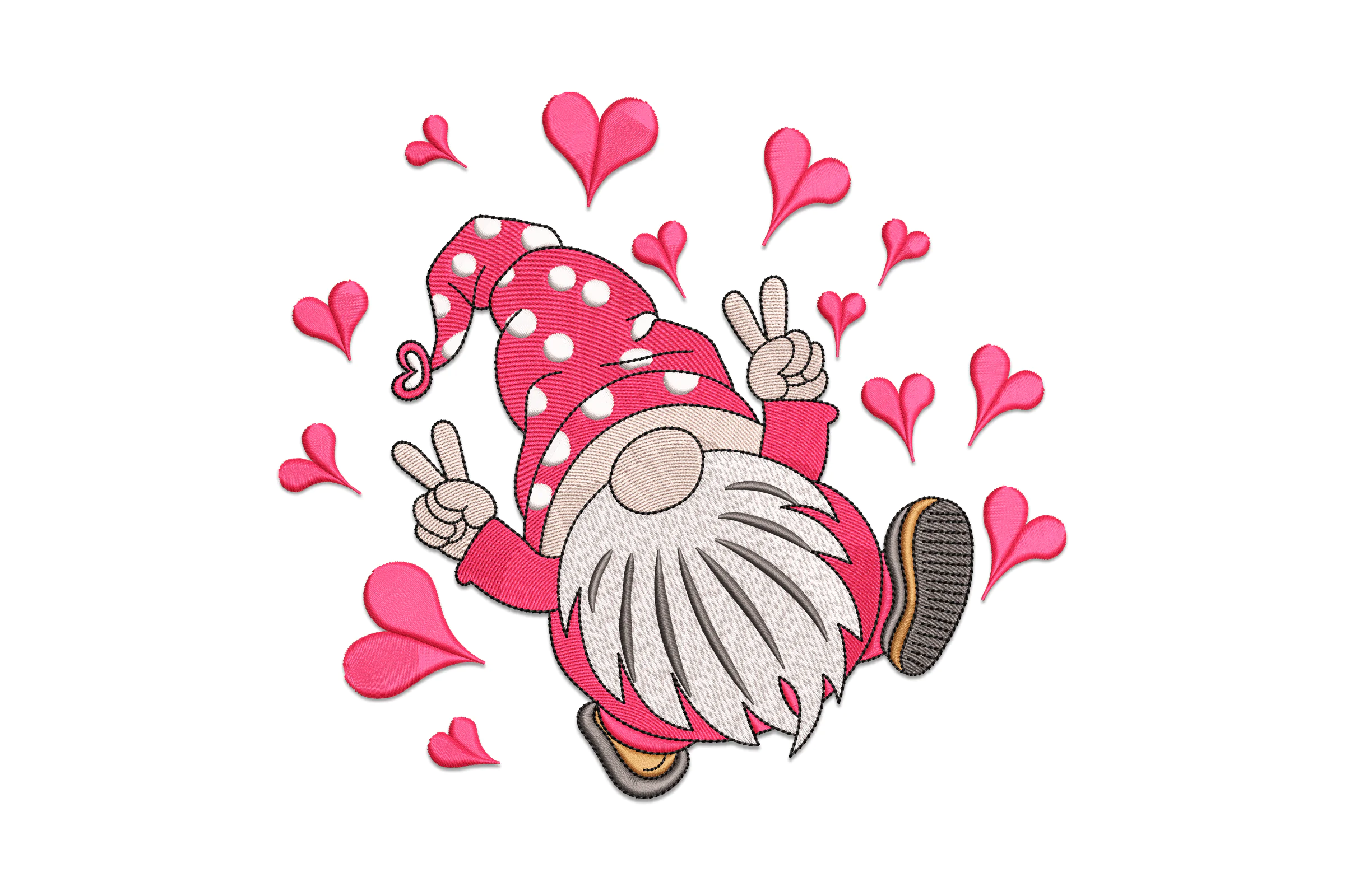 Valentine's Gnome Embroidery Design