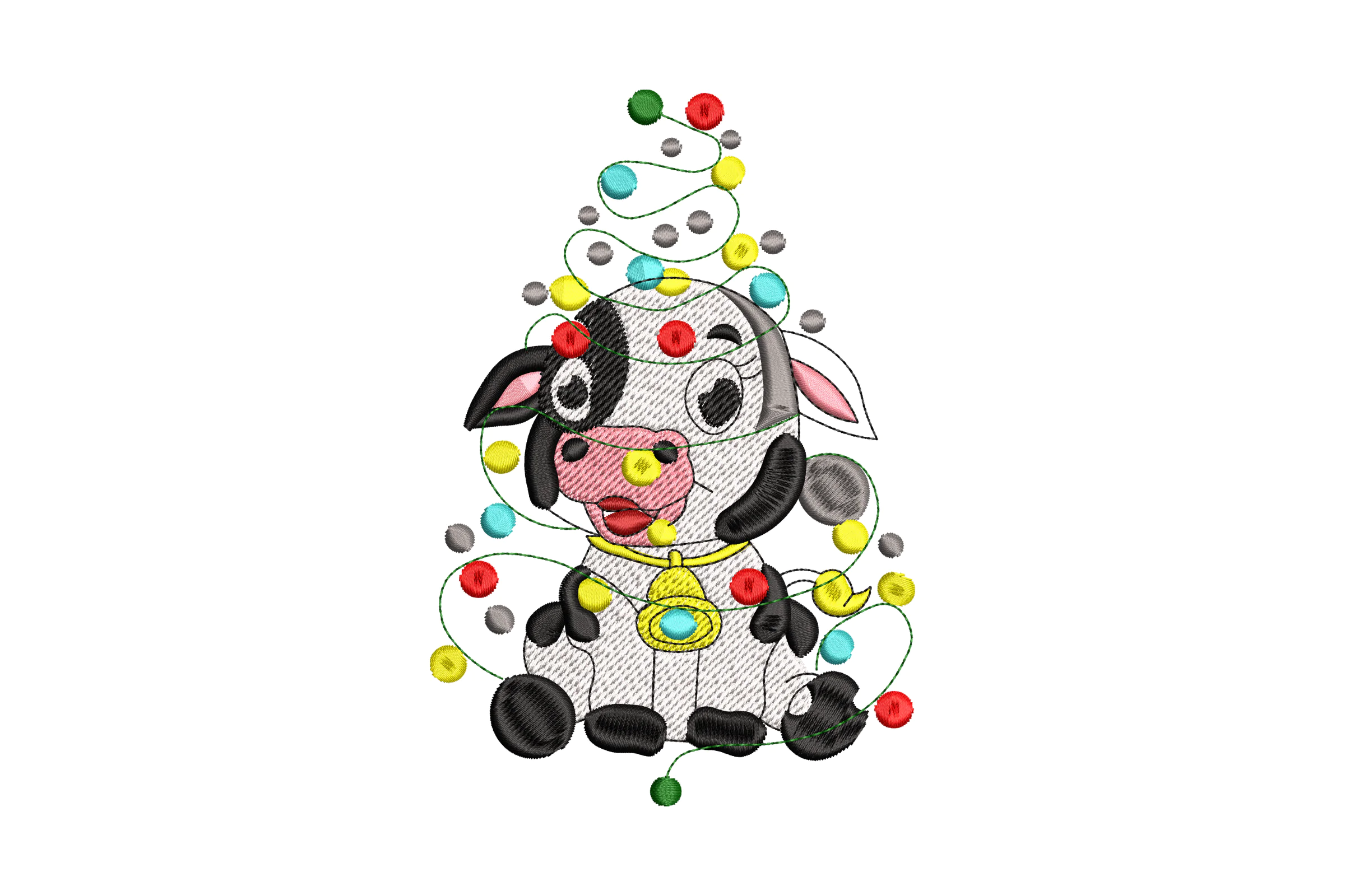 Christmas Cow Embroidery Design