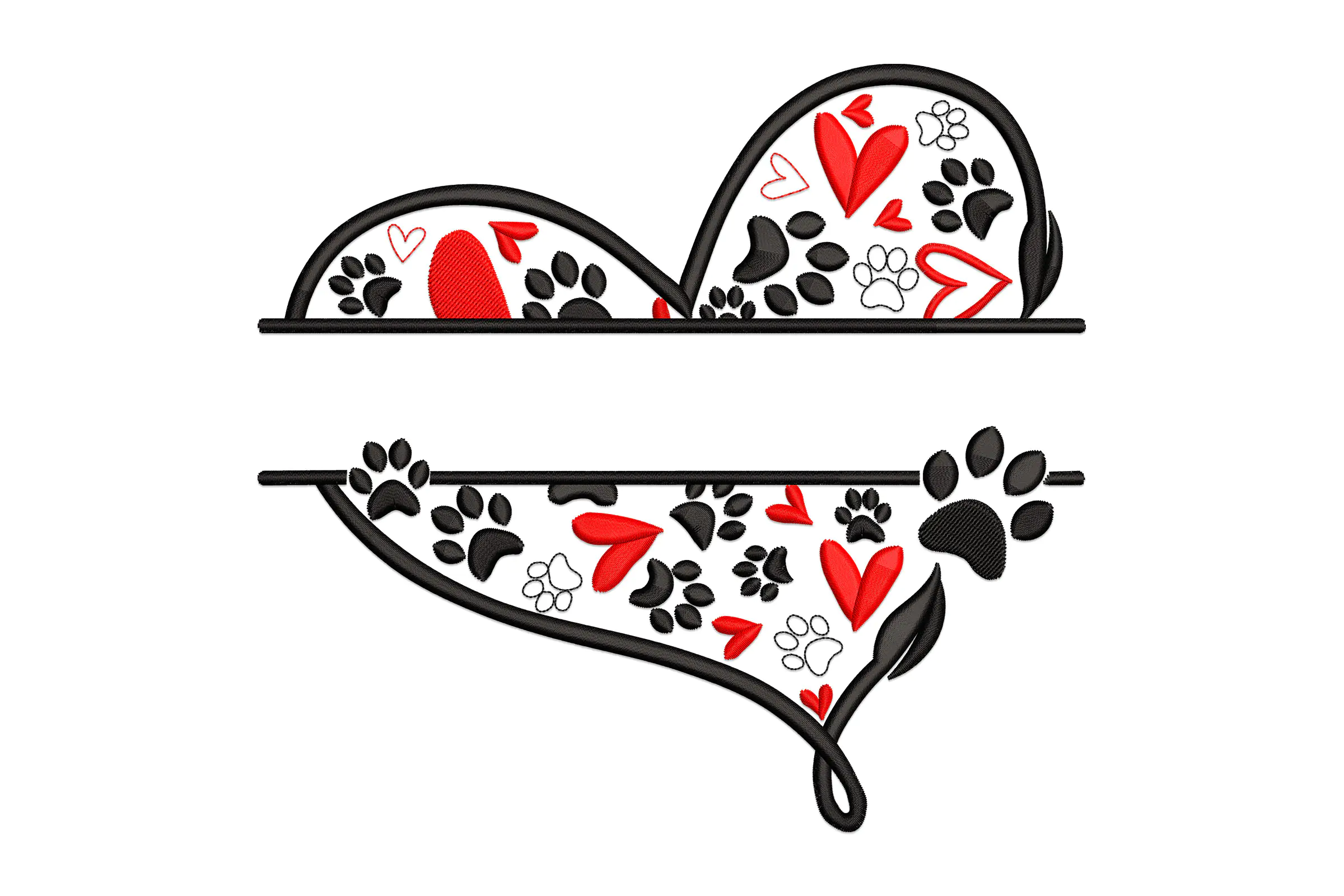 Heart with Paws Embroidery Design